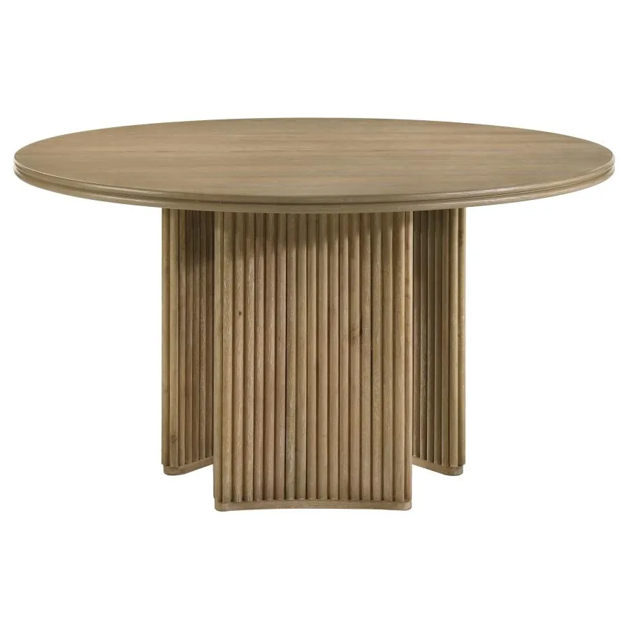 Adina Distressed Light Brown 5-Piece Round Dining Room Set - Image 5