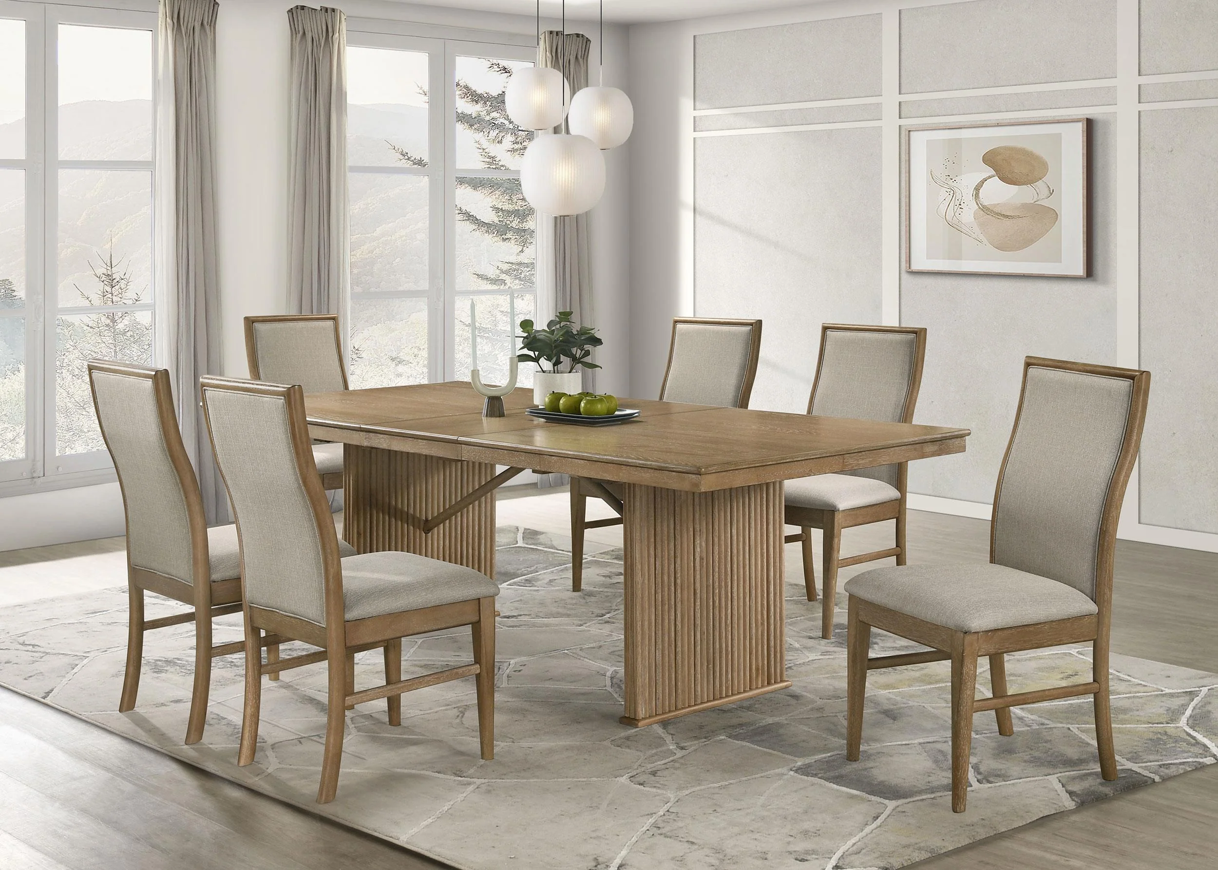 Adina Distressed Light Brown 7-Piece Extension Leaf Dining Set