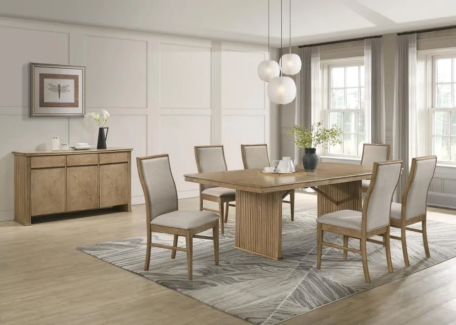 Adina Distressed Light Brown 8-Piece Extension Dining Set with Sideboard