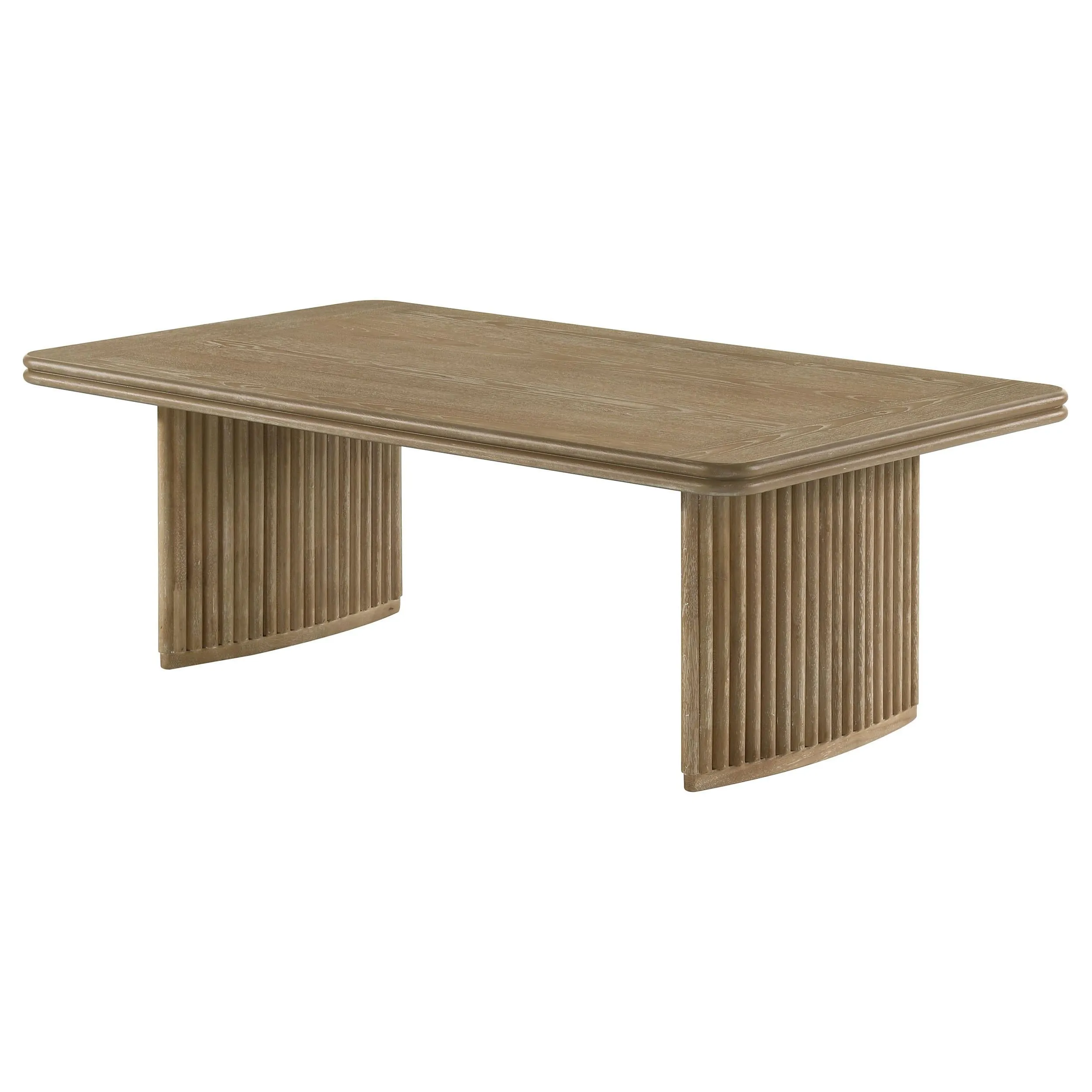Adina Distressed Light Brown Rectangular Wood Coffee Table - Image 3