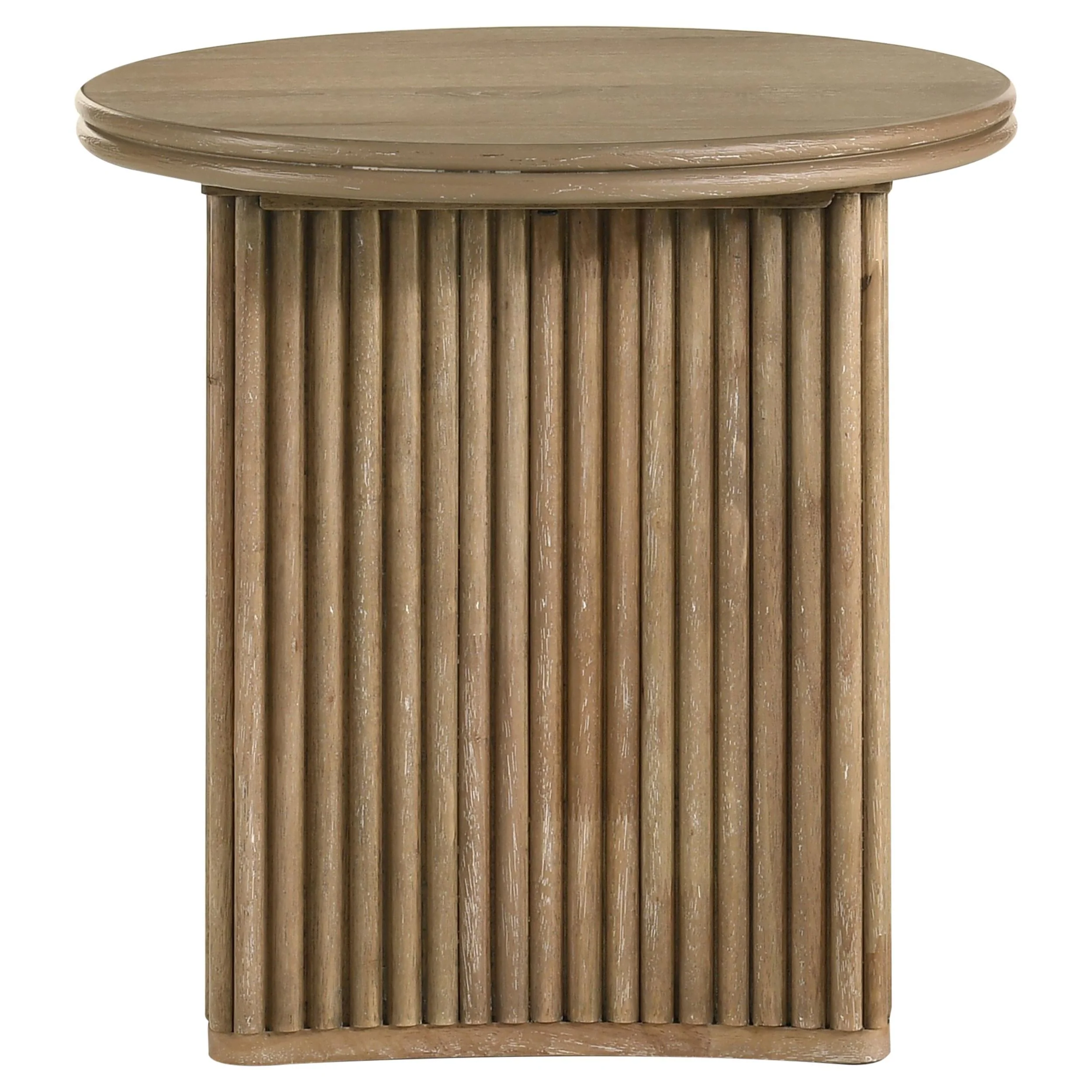 Adina Distressed Light Brown Round Wood Side End Table - Image 3