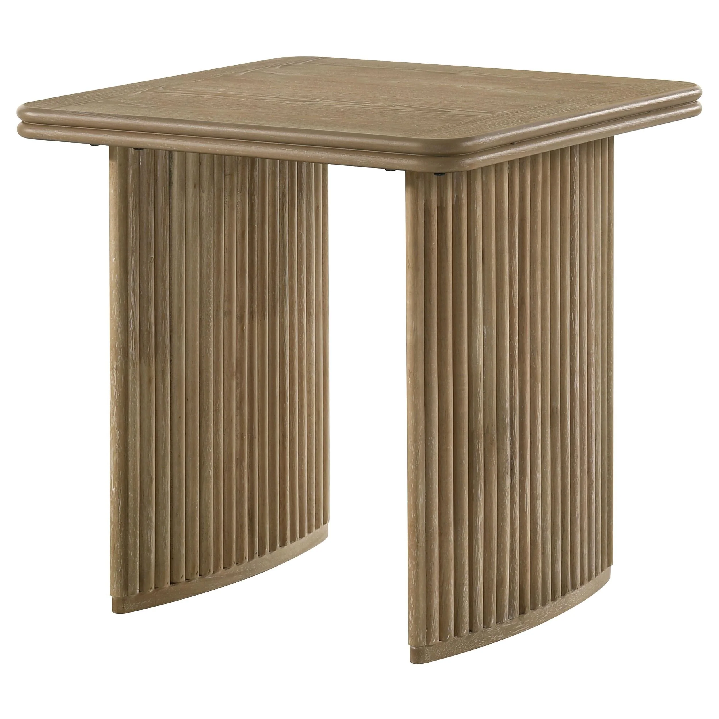 Adina Distressed Light Brown Square Wood Side End Table - Image 3