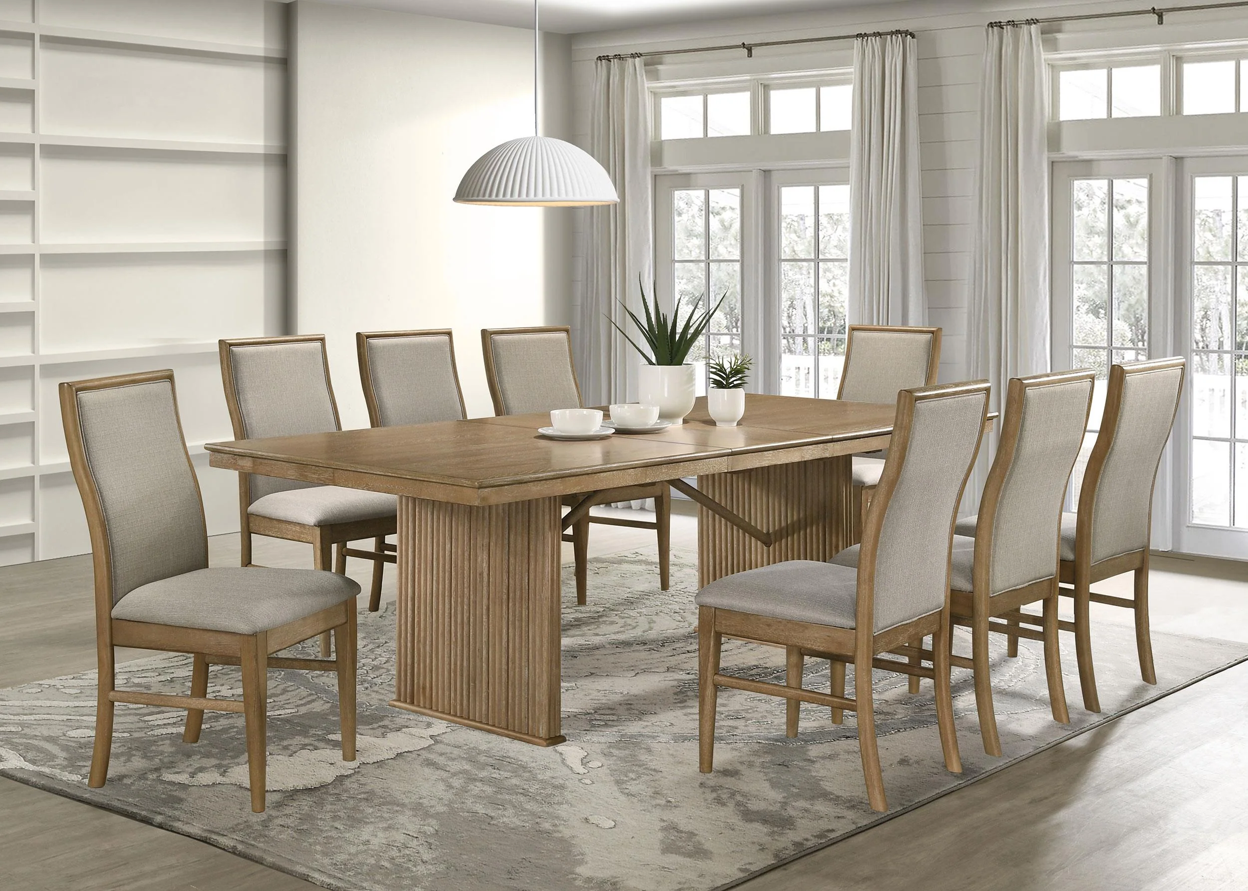 Adina Distressed Light Brown Wood Extendable Dining Table - Image 13