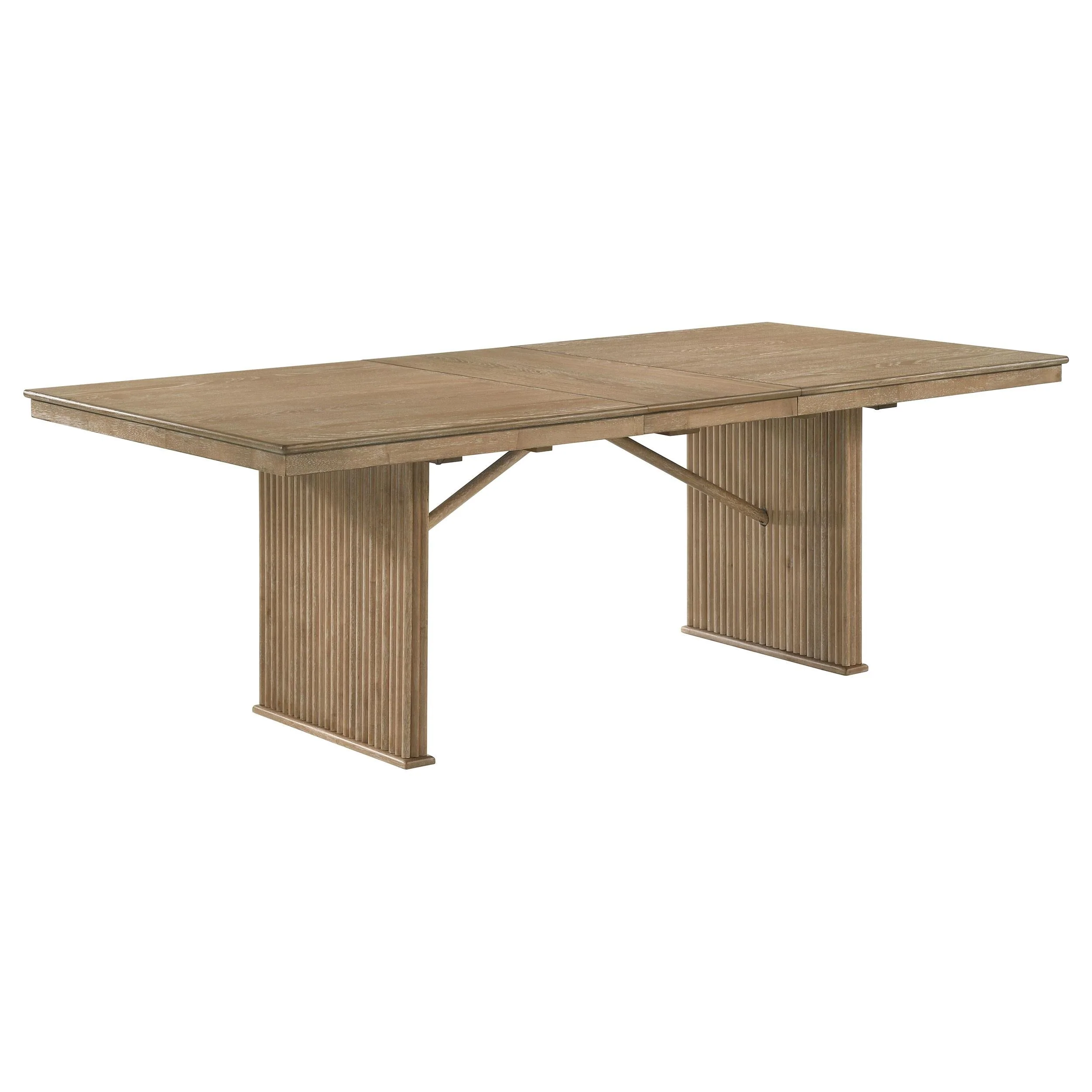 Adina Distressed Light Brown Wood Extendable Dining Table - Image 3