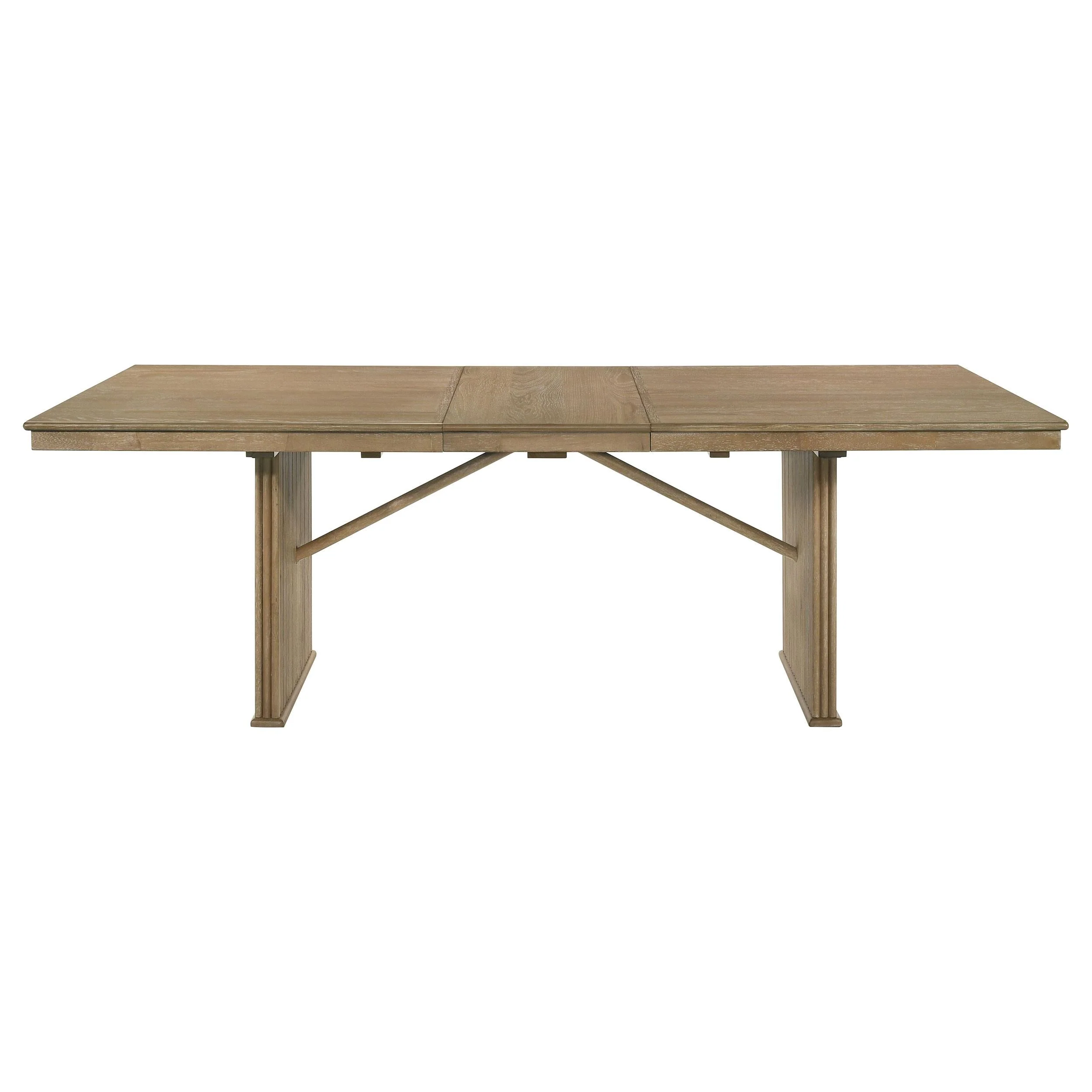 Adina Distressed Light Brown Wood Extendable Dining Table - Image 4
