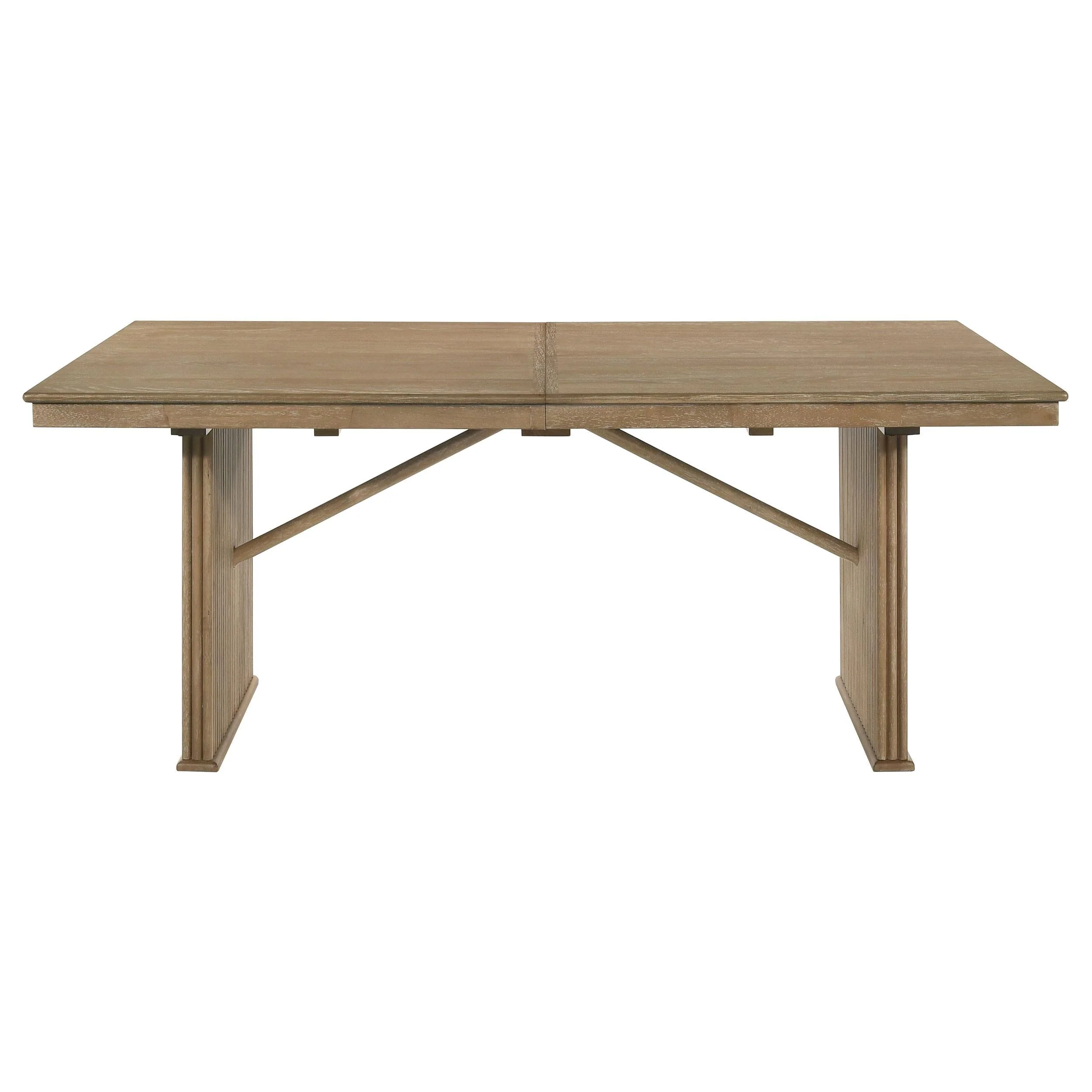 Adina Distressed Light Brown Wood Extendable Dining Table - Image 5