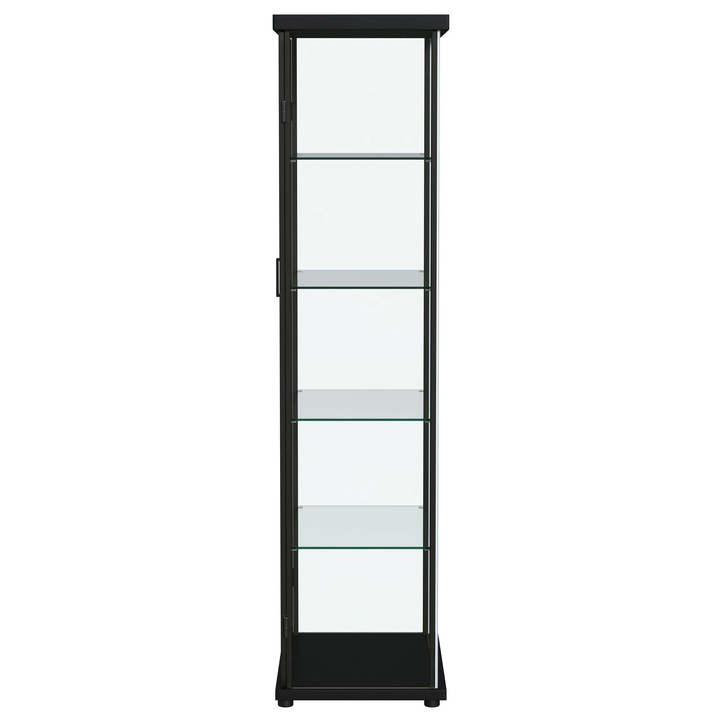 Aero 5-shelf Display Curio Cabinet with LED and Clear Tempered Glass Shelves Black - Image 7
