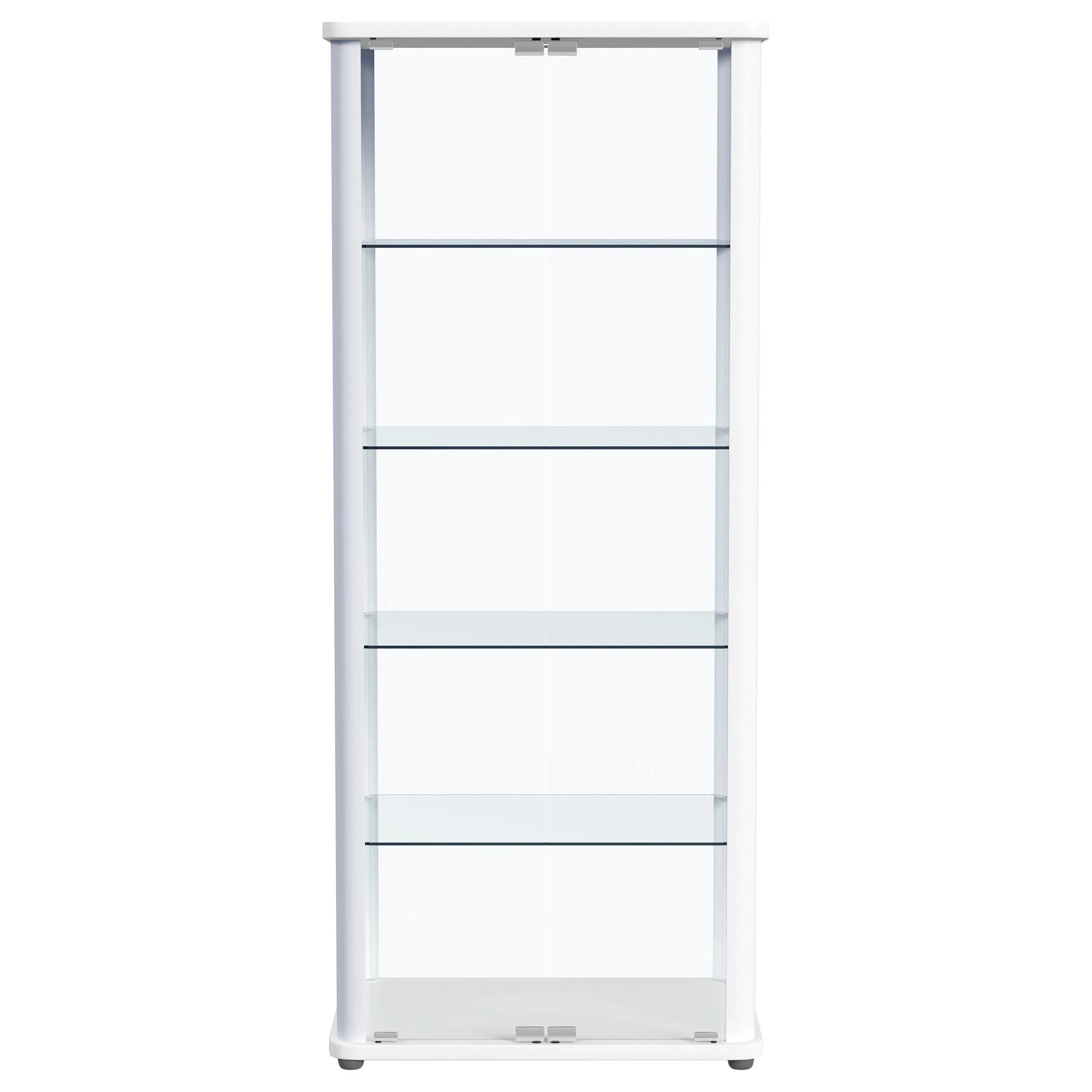 Aero 5-shelf Display Curio Cabinet with LED and Clear Tempered Glass Shelves Glossy White - Image 5