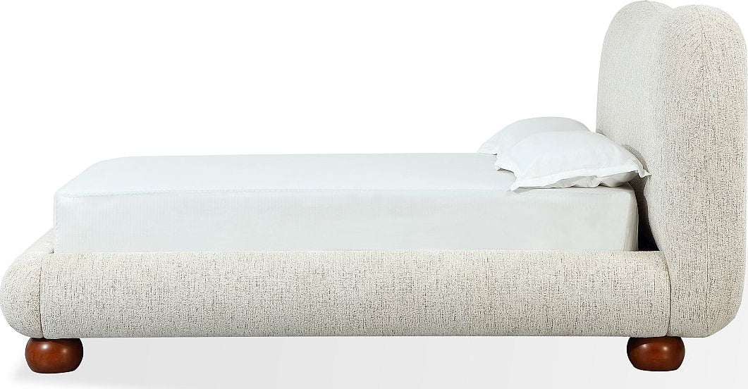 Afra Chinchilla California King Chenille Upholstered Wood Leg Platform Bed - Image 5