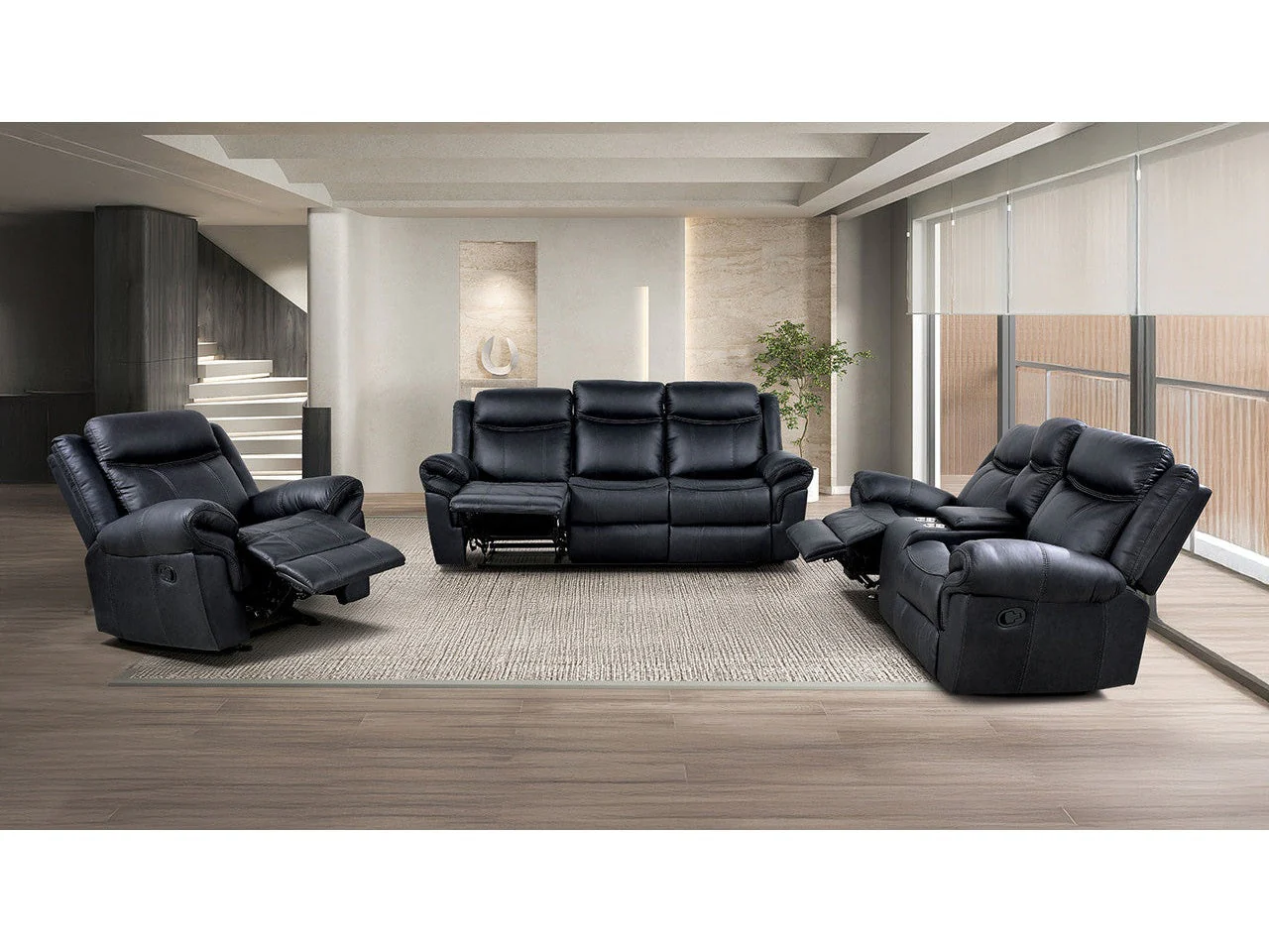 Agata Black 3-Piece Living Room Set