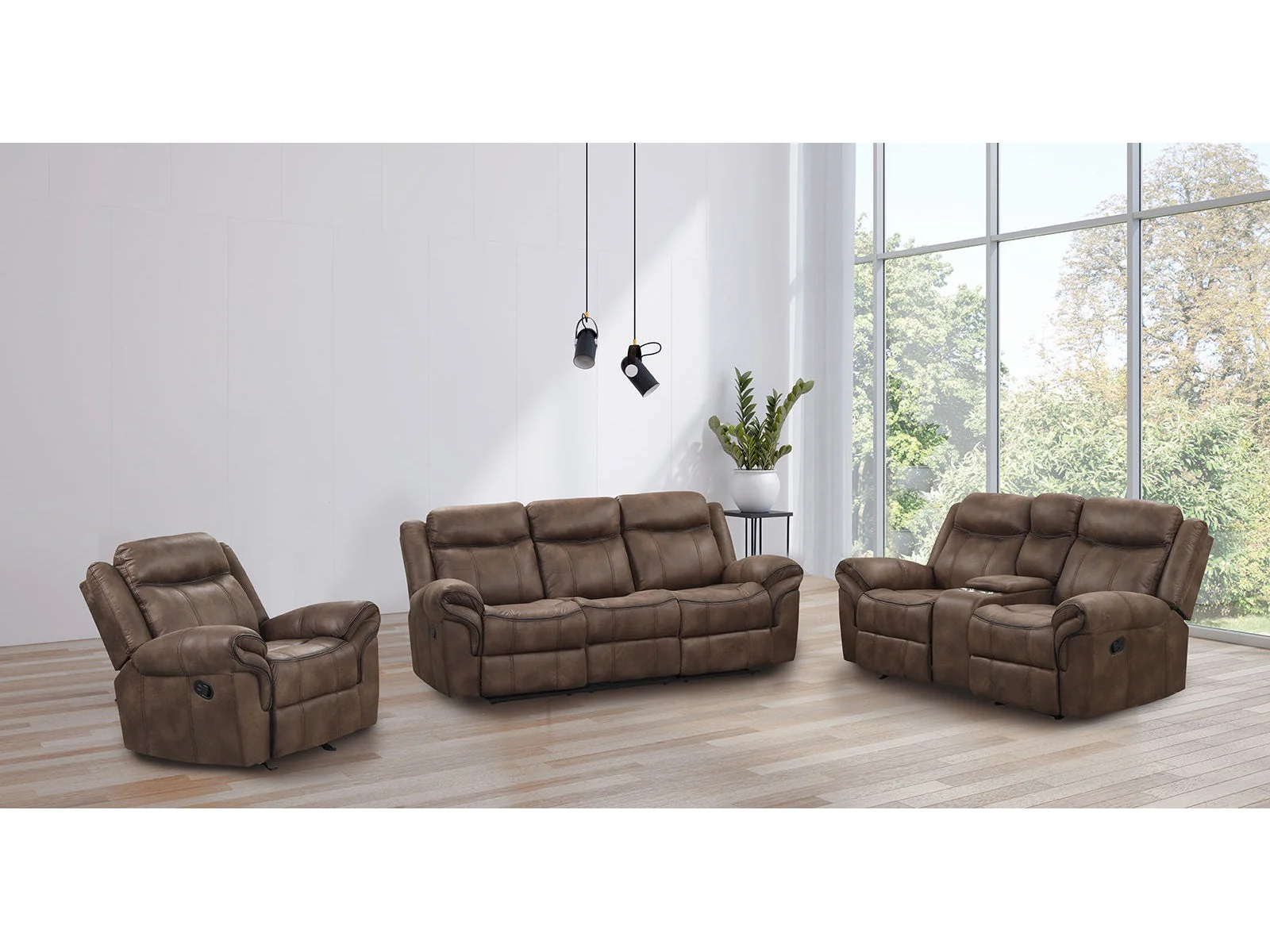 Agata Brown Sofa & Loveseat & Chair
