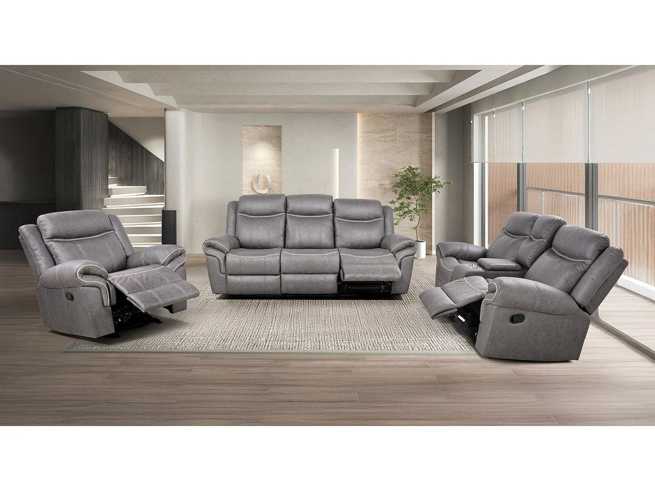 Agata Warm Gray 3-Piece Living Room Set