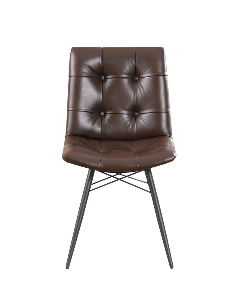 Aiken Brown Upholstered Tufted Side Chairs, Set of 4 - Image 3