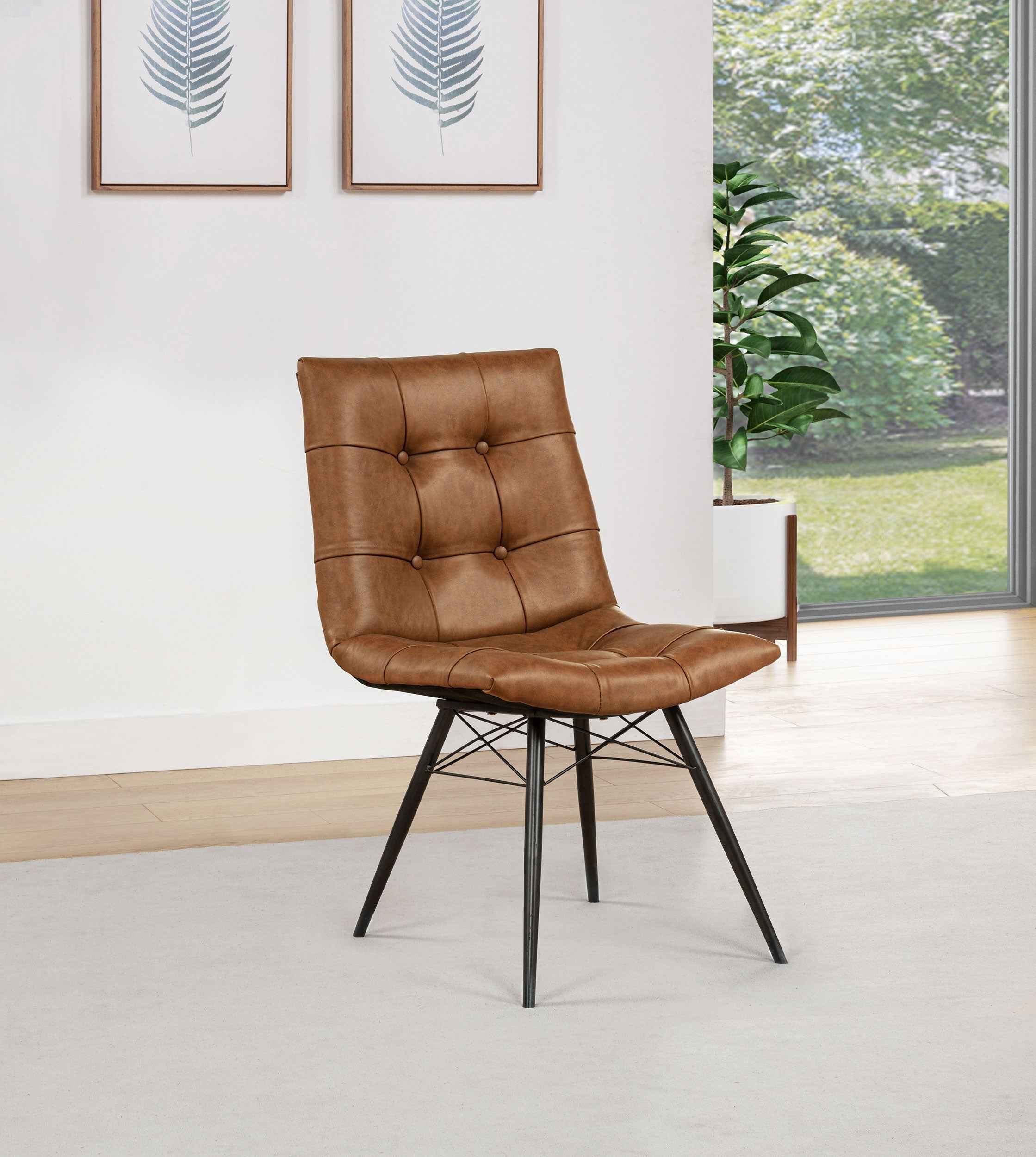 Aiken Saddle Brown Faux Leather Upholstered Dining Side Chair (Set of 4) - Image 2
