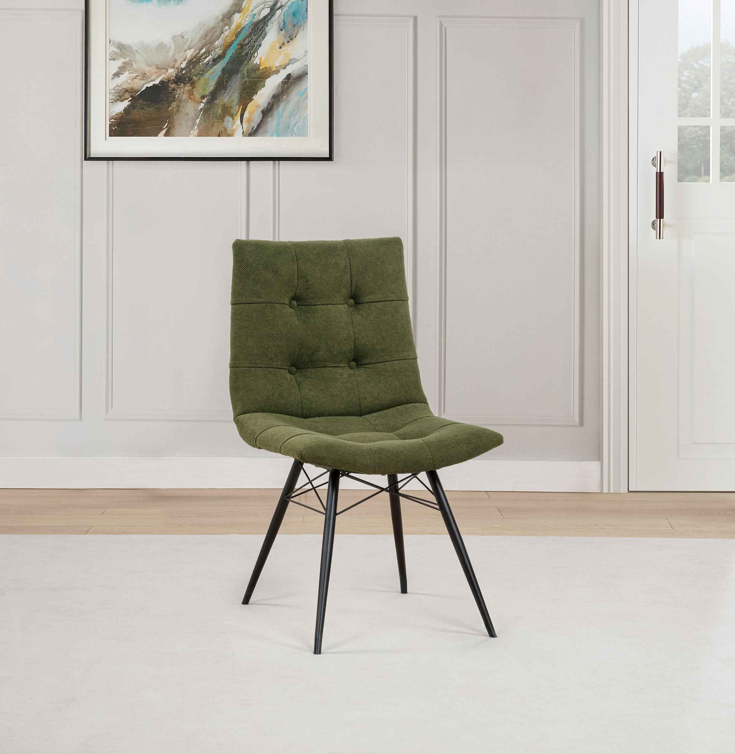 Aiken Saddle/Forest Green Fabric Upholstered Dining Side Chair (Set of 4) - Image 2