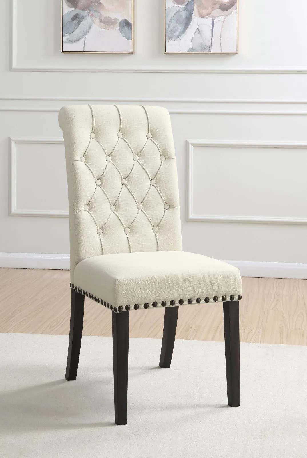 Alana Beige and Smokey Black Upholstered Side Chairs, Set of 2