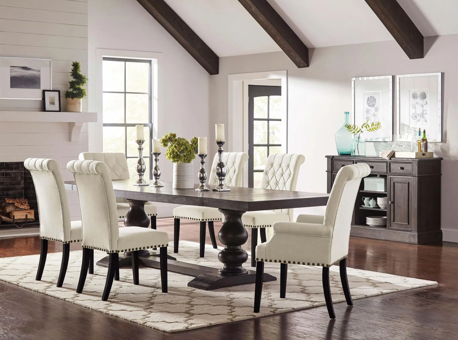 Alana Beige and Smokey Black Upholstered Side Chairs, Set of 2 - Image 6