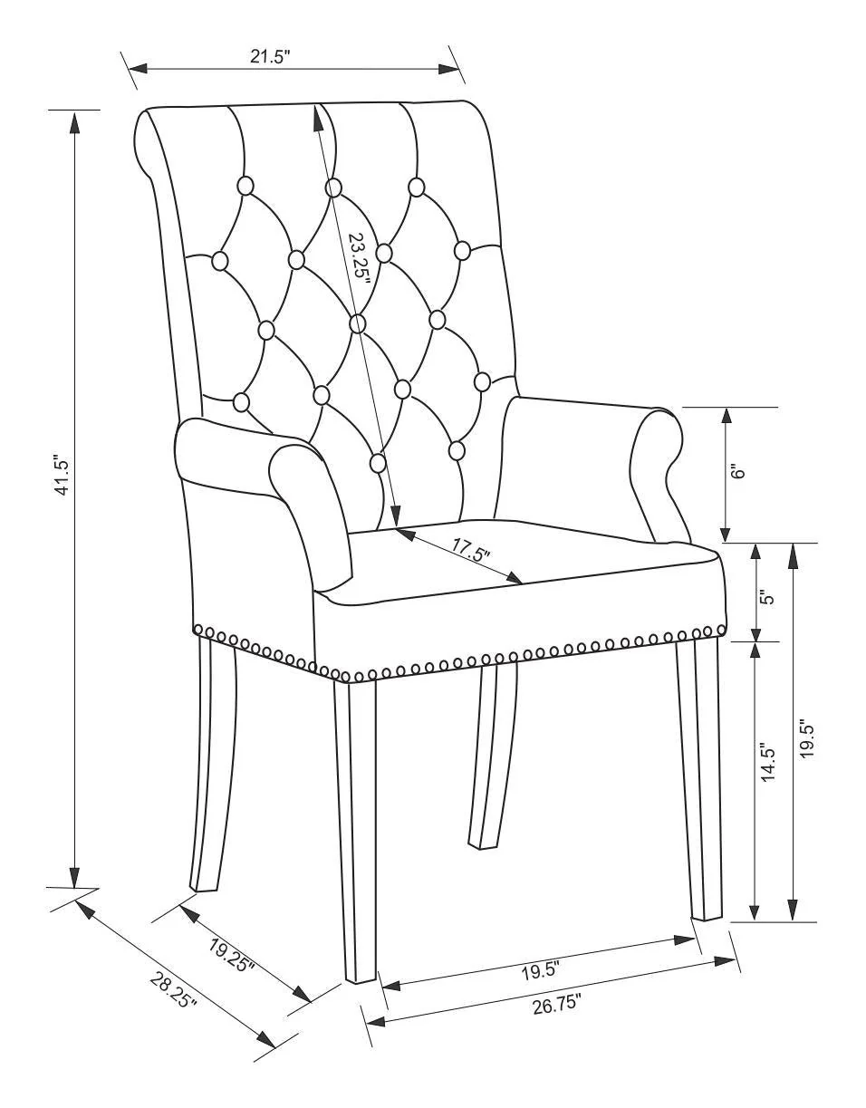 Alana Upholstered Tufted Arm Chair with Nailhead Trim - Image 10