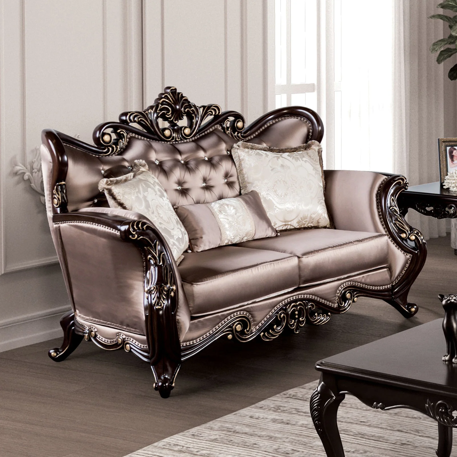 Albacete Dark Cherry/Brown Sofa & Loveseat - Image 2