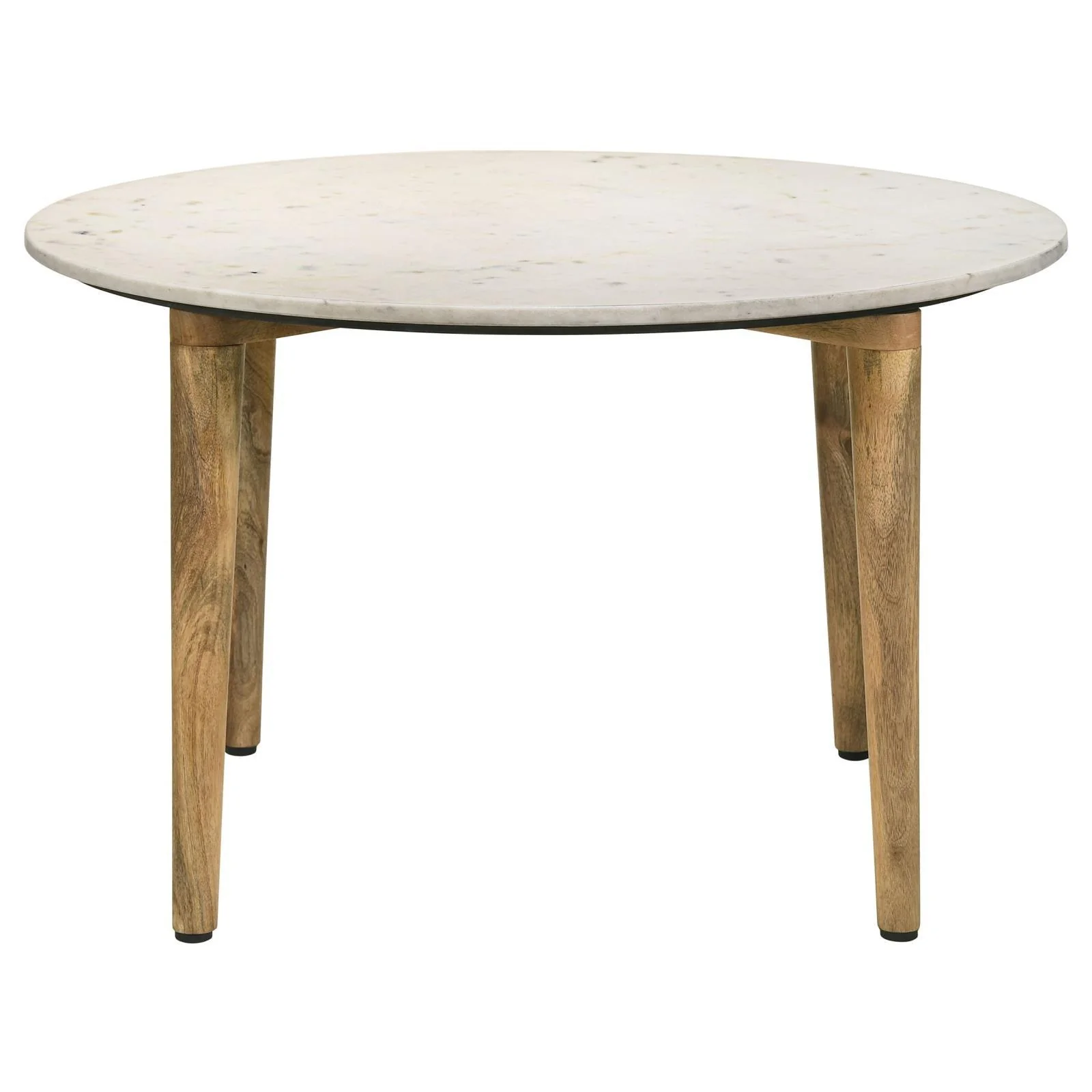 Aldis Round Marble Top Coffee Table White and Natural - Image 2