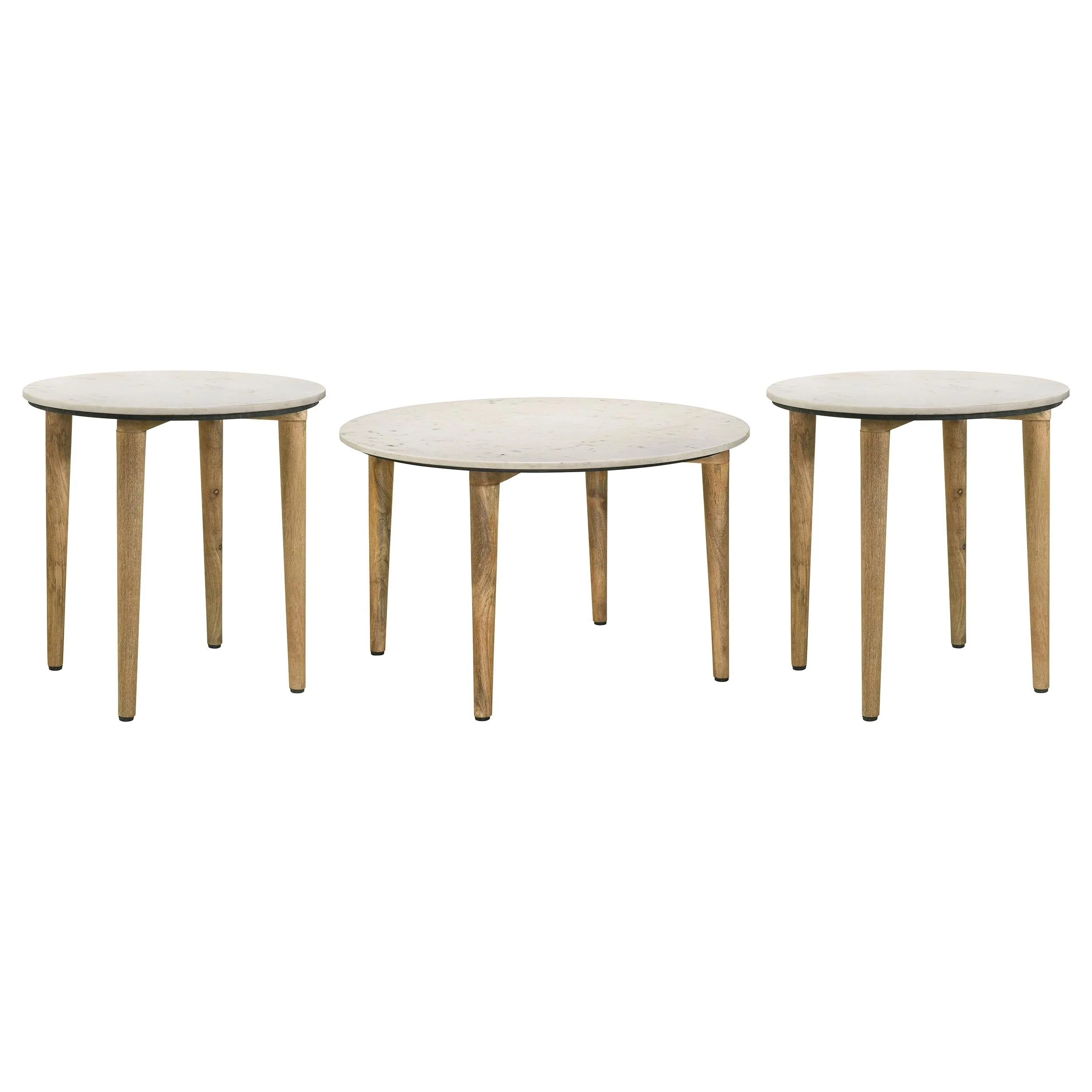 Aldis White and Brown 3-Piece Coffee and End Table Set - Image 2
