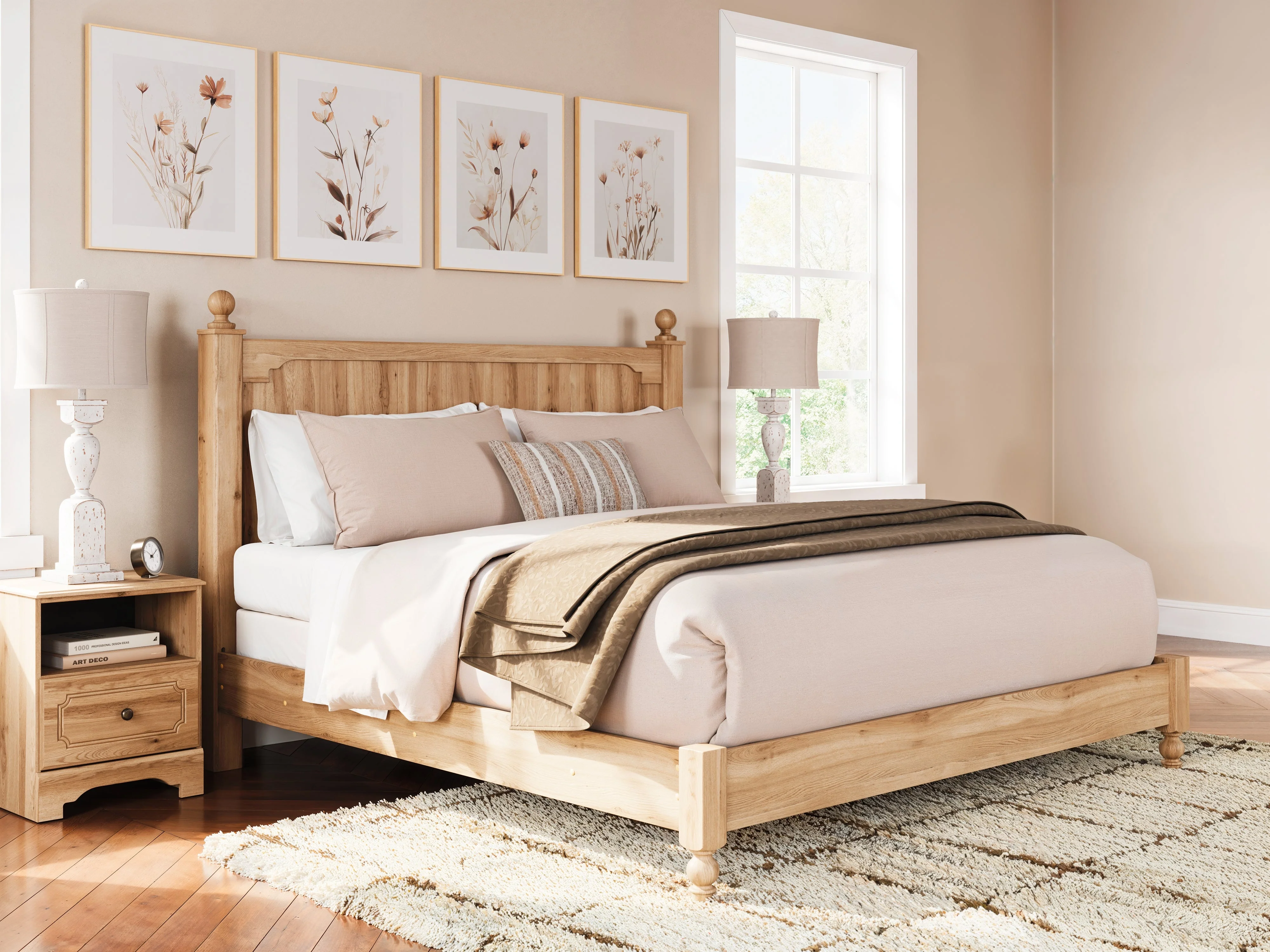 Aleaport Warm Brown King Panel Bed
