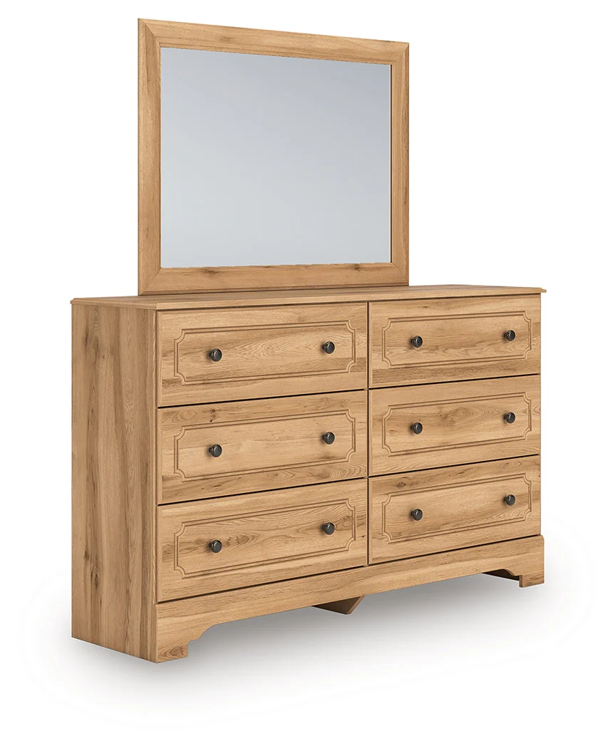 Aleaport Warm Brown Queen Panel Bed, Dresser, Mirror and Nightstand - Image 3