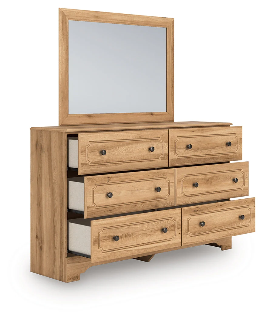 Aleaport Warm Brown Queen Panel Bed, Dresser, Mirror and Nightstand - Image 4