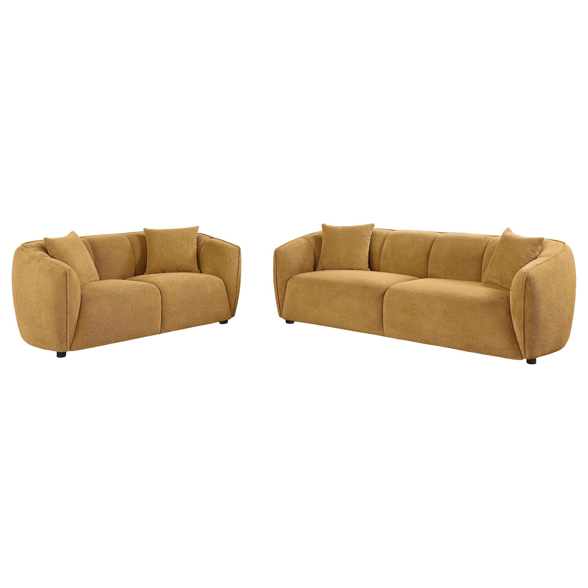 Aleisha Mustard Yellow 2-piece Chenille Upholstered Sofa Set