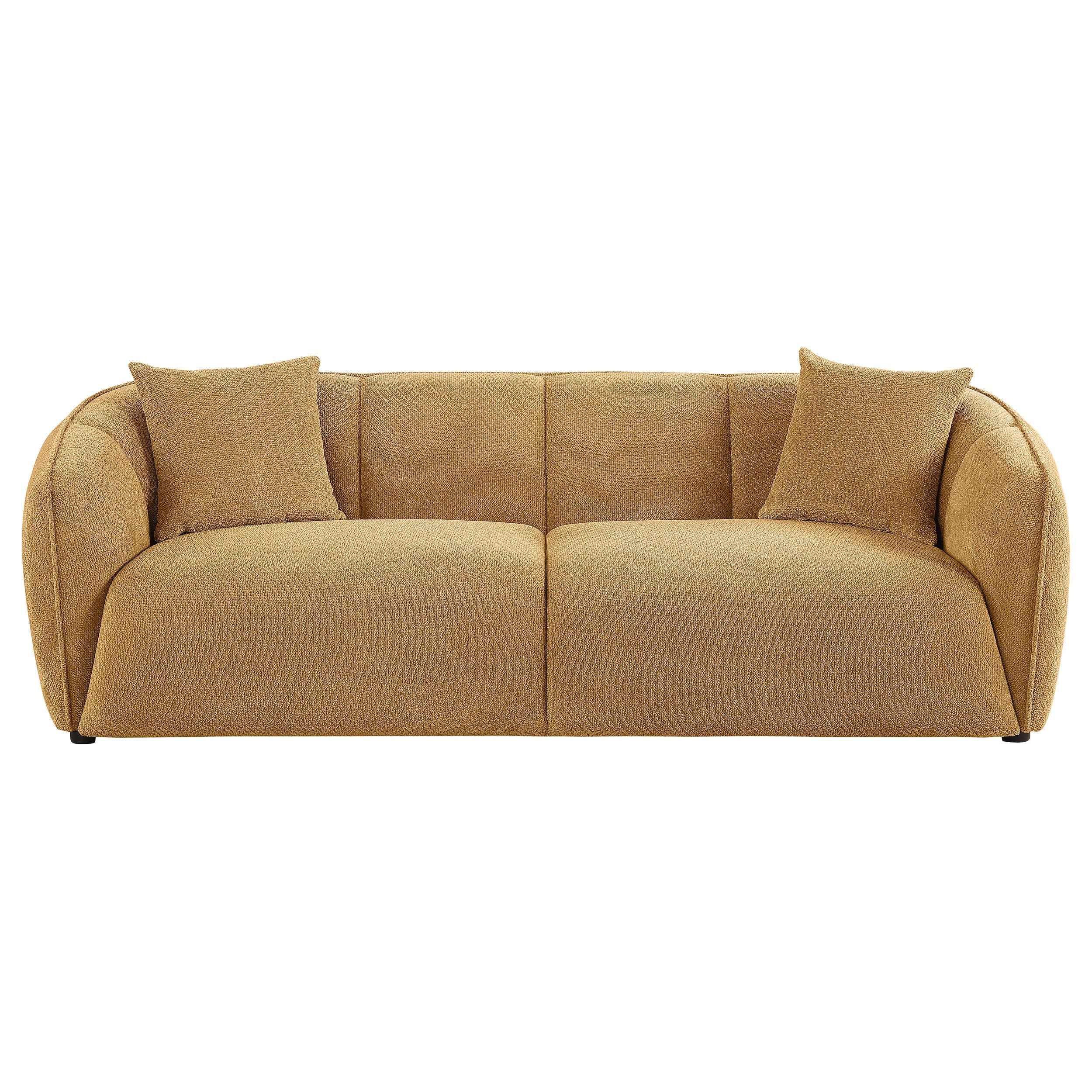 Aleisha Mustard Yellow Chenille Upholstered Sofa - Image 2