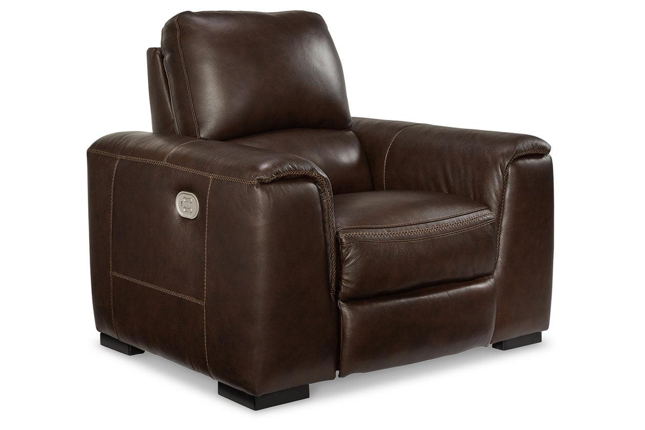 Alessandro Walnut Oversized Dual Power Leather Recliner