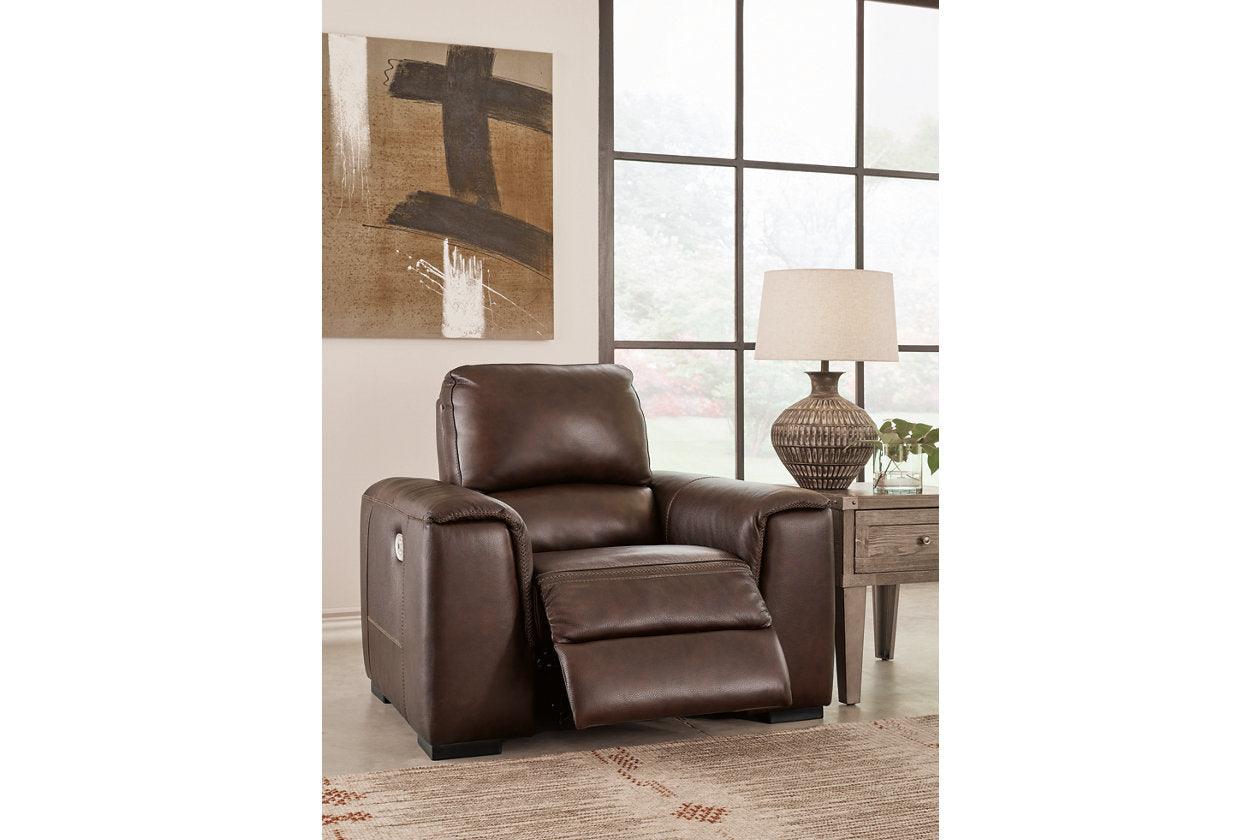 Alessandro Walnut Oversized Dual Power Leather Recliner - Image 8