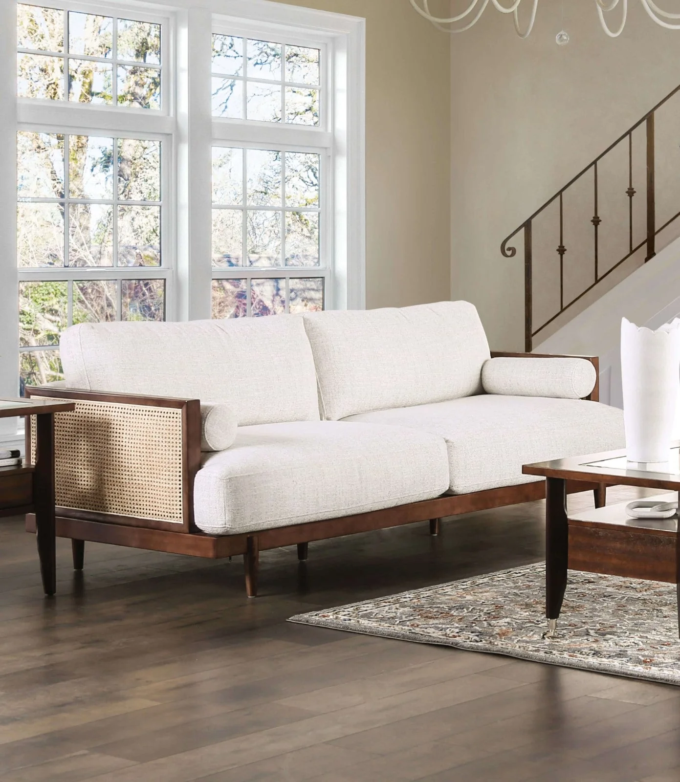 Alesund Beige/Walnut Sofa & Loveseat - Image 3