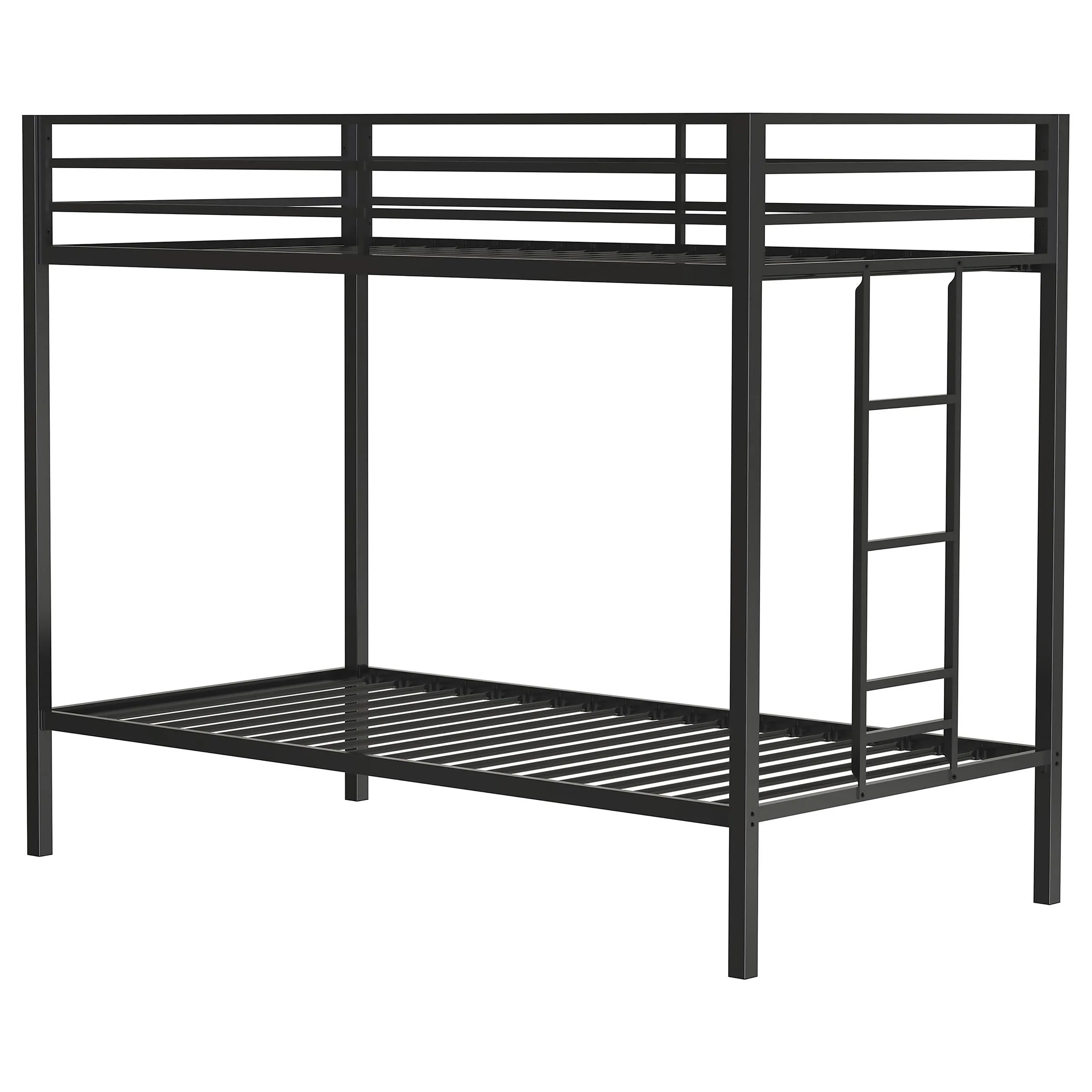 Alevera Black Metal Twin Over Twin Bunk Bed with Ladder - Image 5