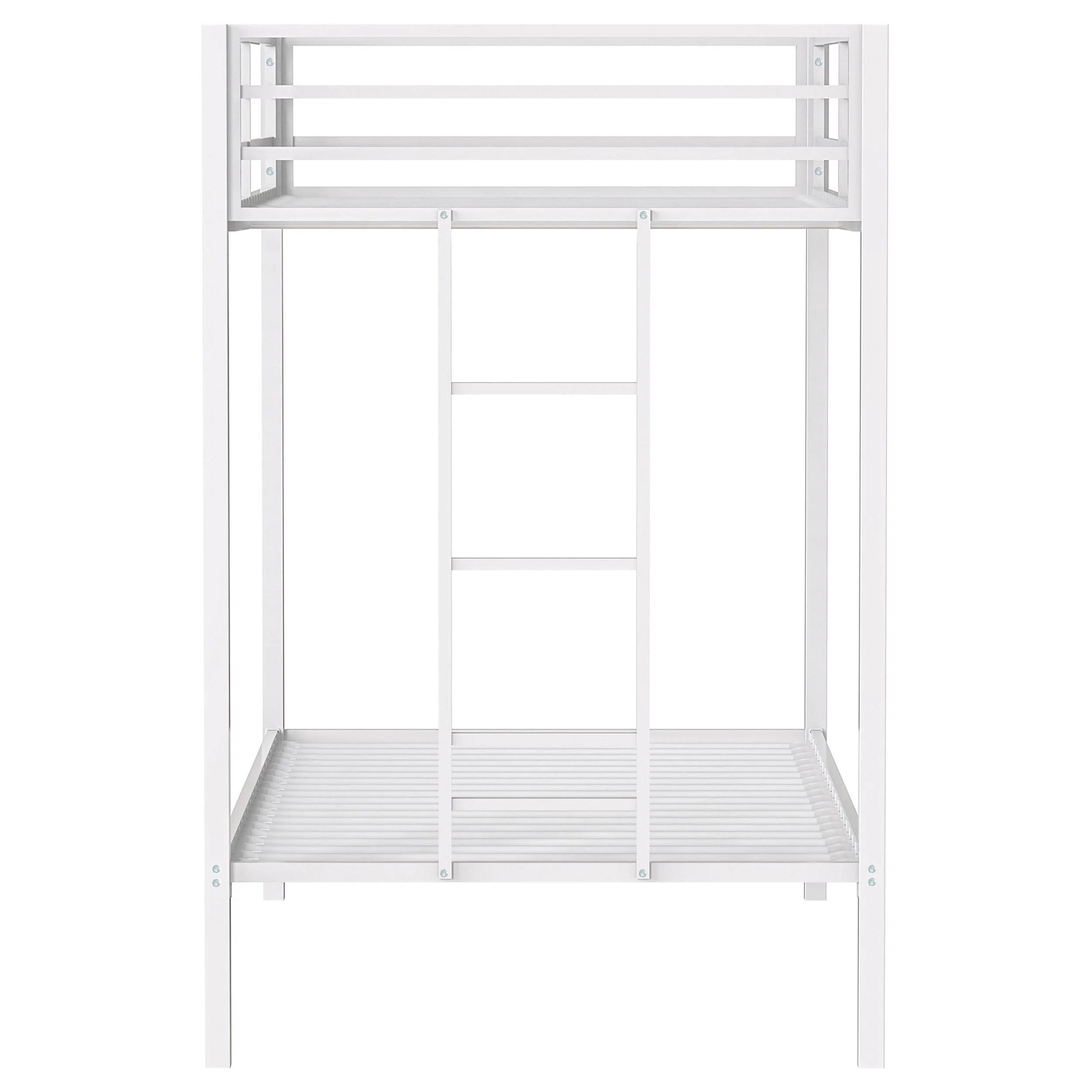 Alevera Metal Twin Over Twin Bunk Bed with Ladder White - Image 6