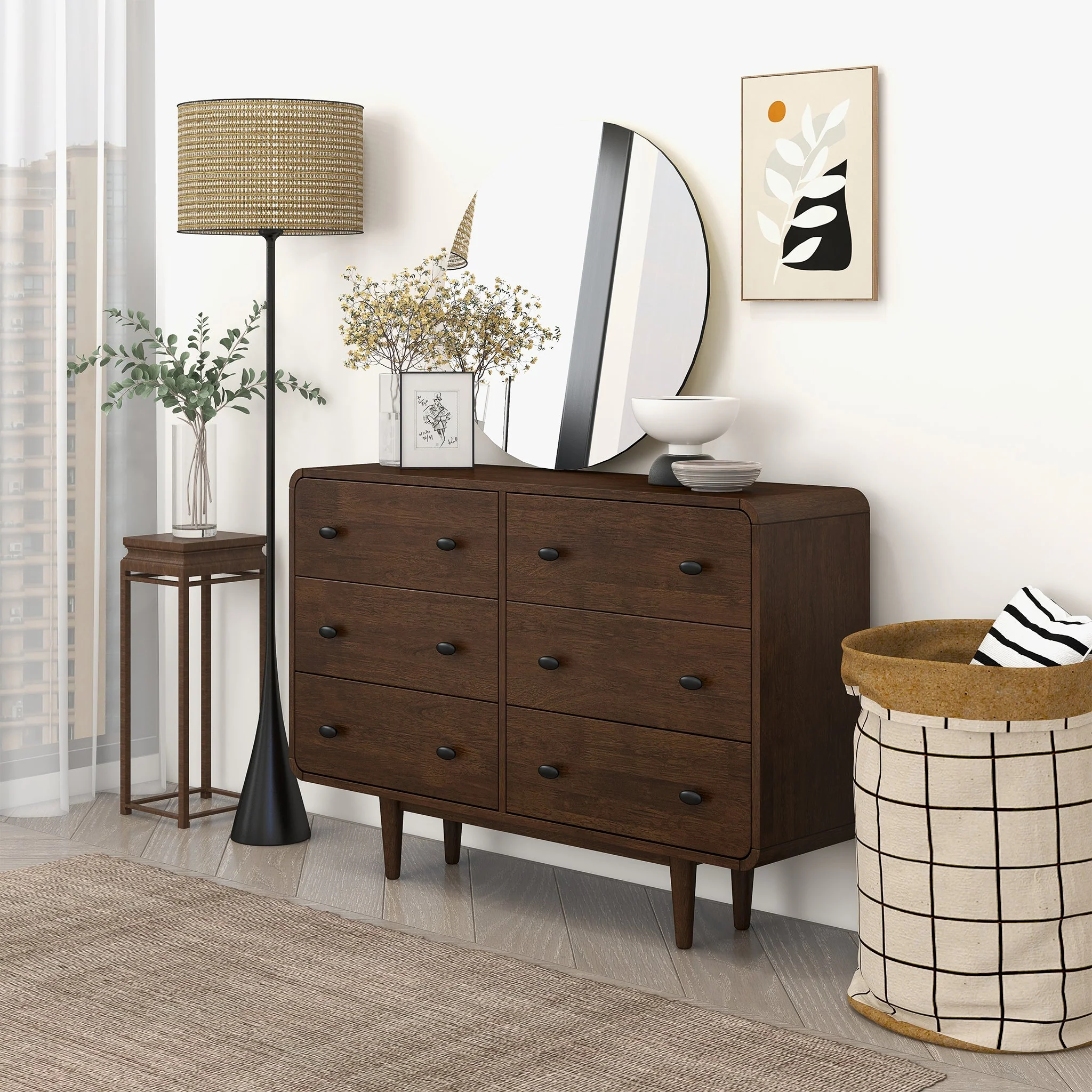 Alexa Mid Century Modern Dresser 6 Drawers - Image 2