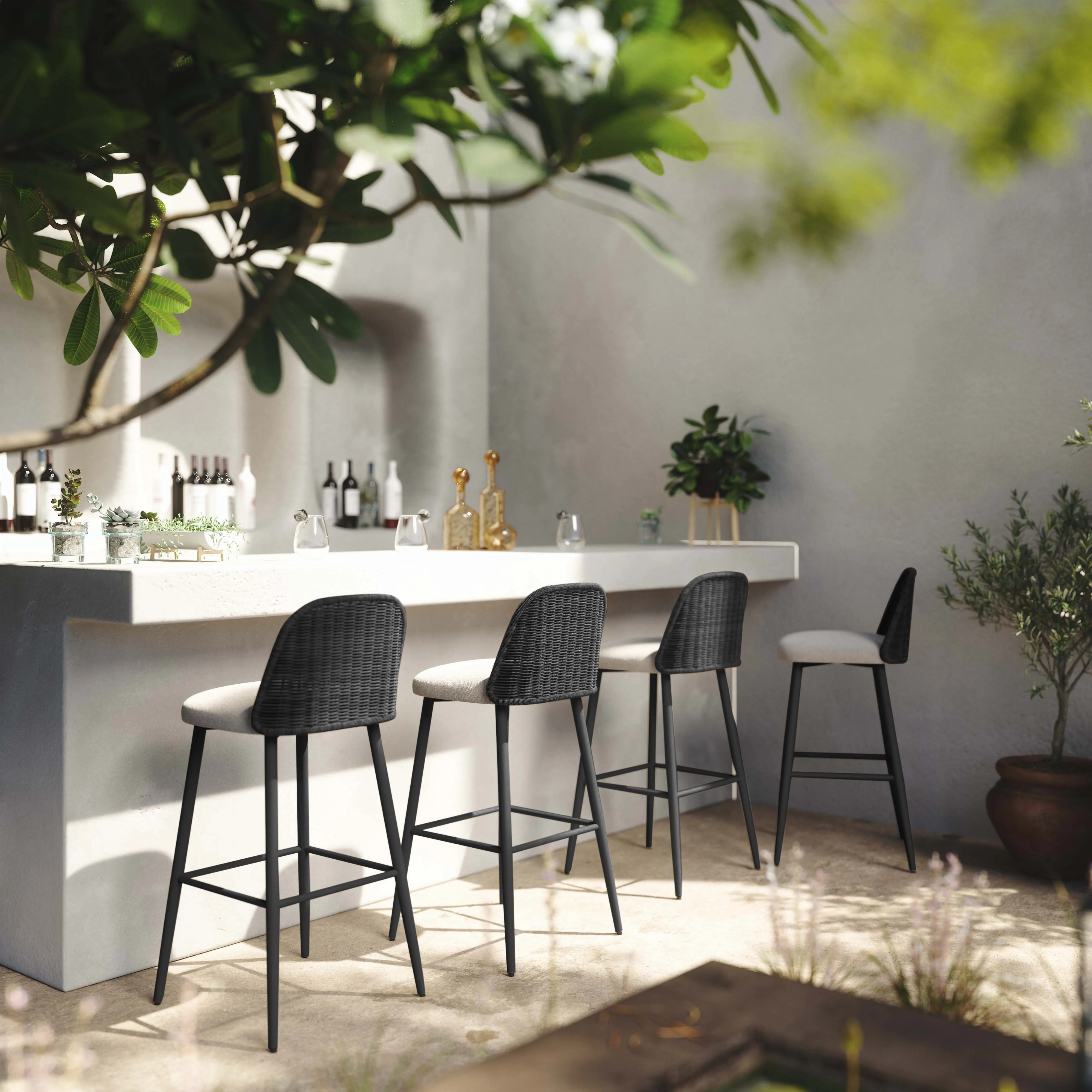 Alexa Performance Fabric Outdoor Stool - Image 12
