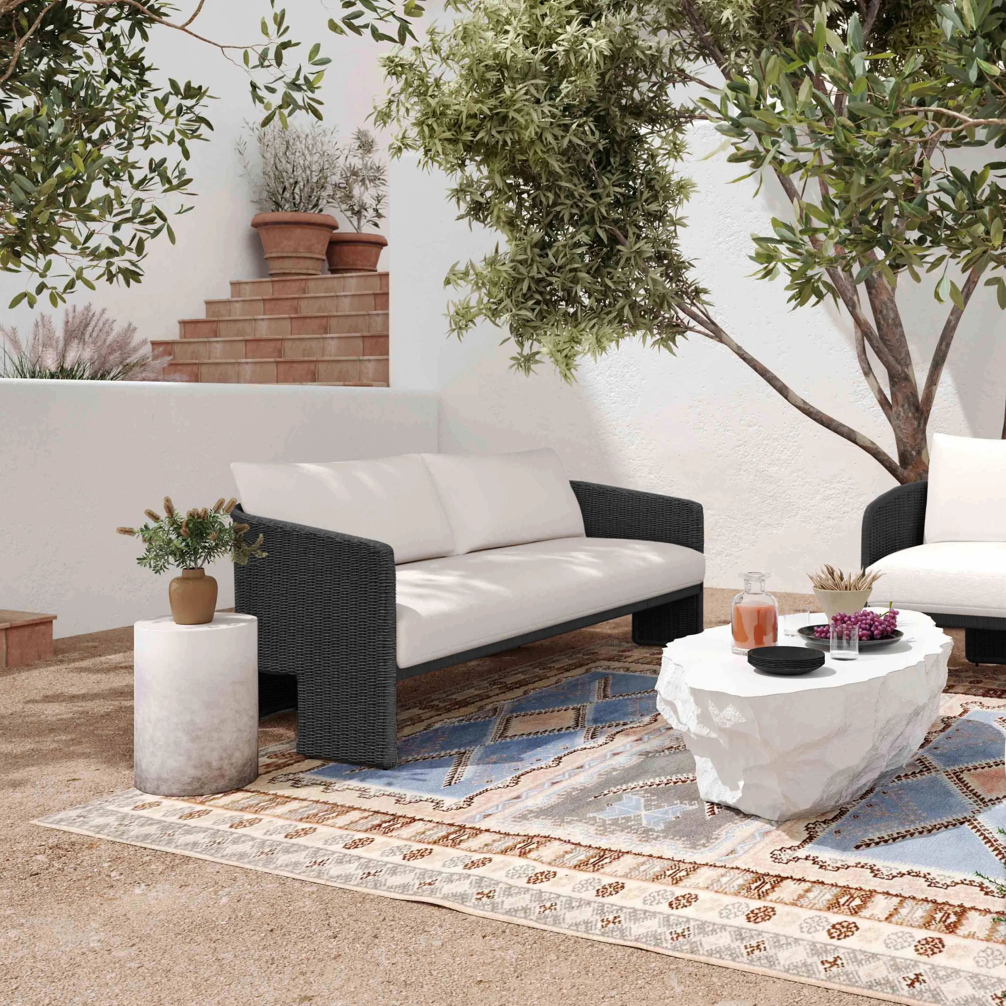 Alexa Rattan Performance Fabric Outdoor Sofa - Image 10