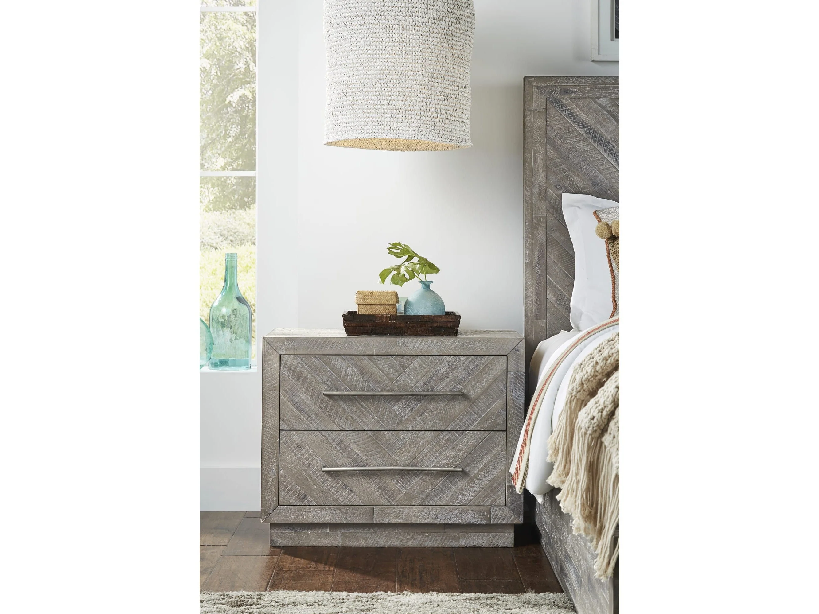 Alexandra Rustic Latte Solid Wood Two Drawer Nightstand