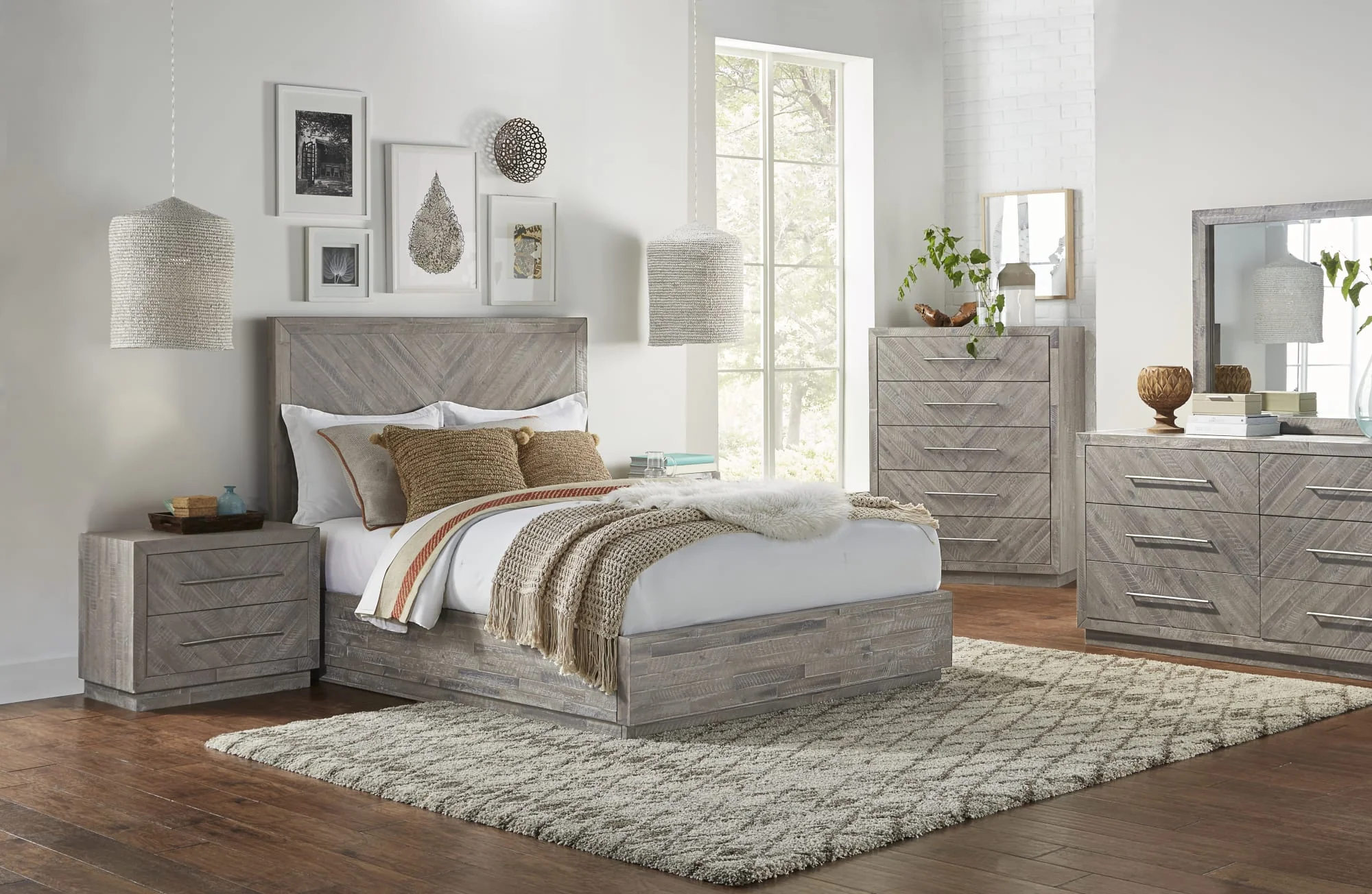 Alexandra Rustic Latte Solid Wood Two Drawer Nightstand - Image 2