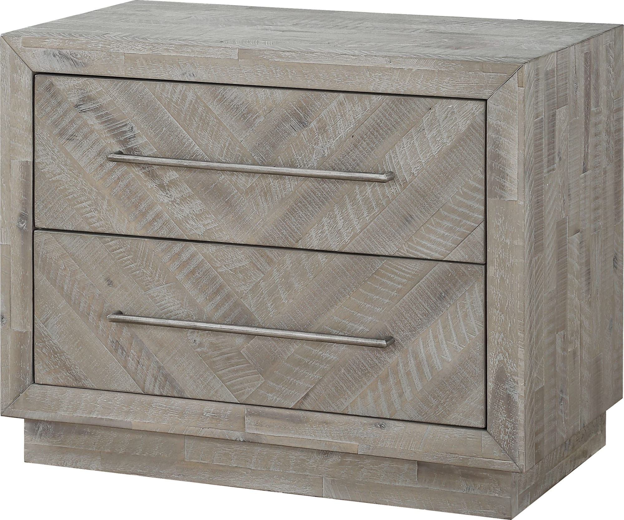 Alexandra Rustic Latte Solid Wood Two Drawer Nightstand - Image 3