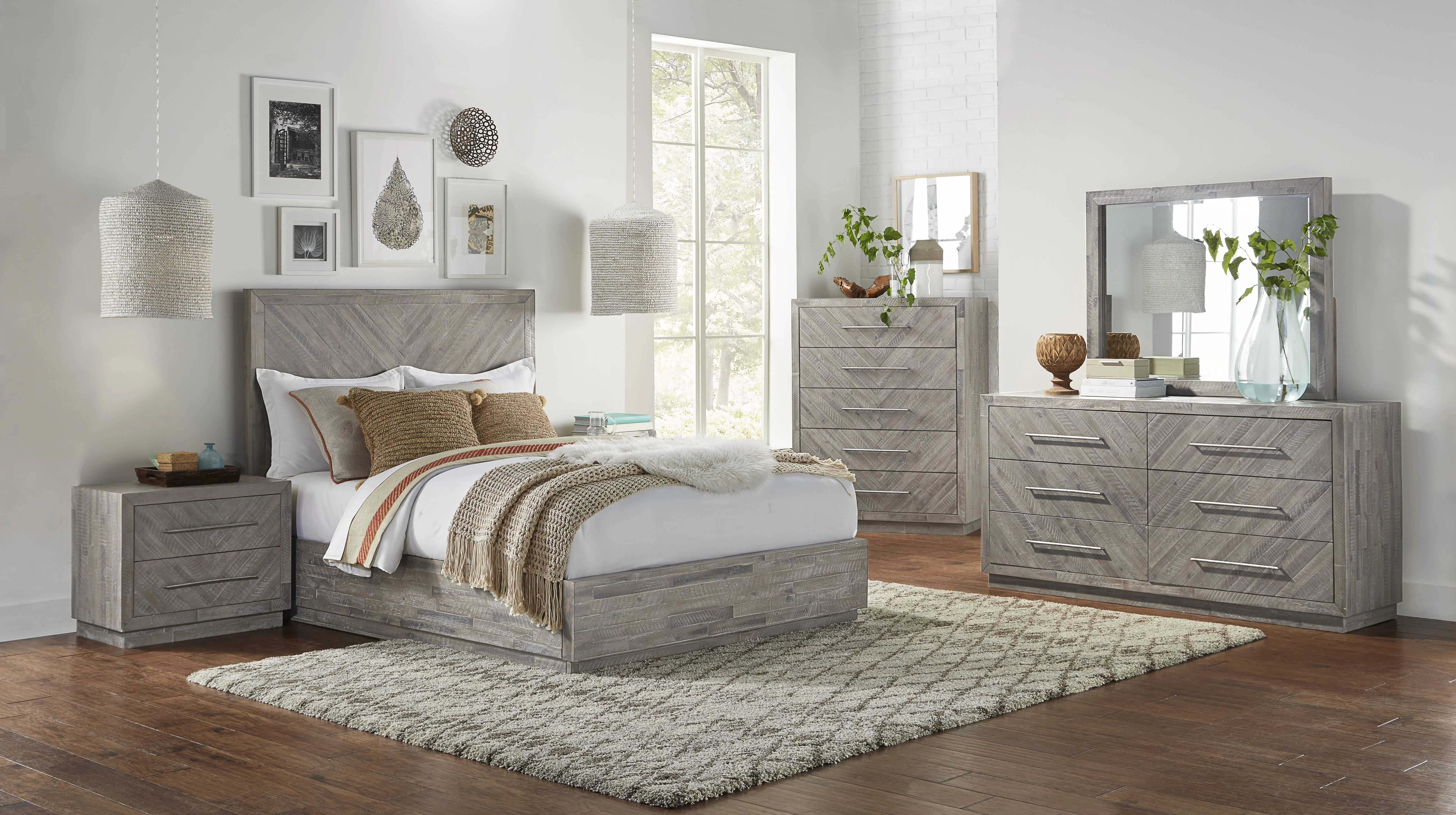 Alexandra Solid Wood California King Platform Bed in Rustic Latte - Image 2