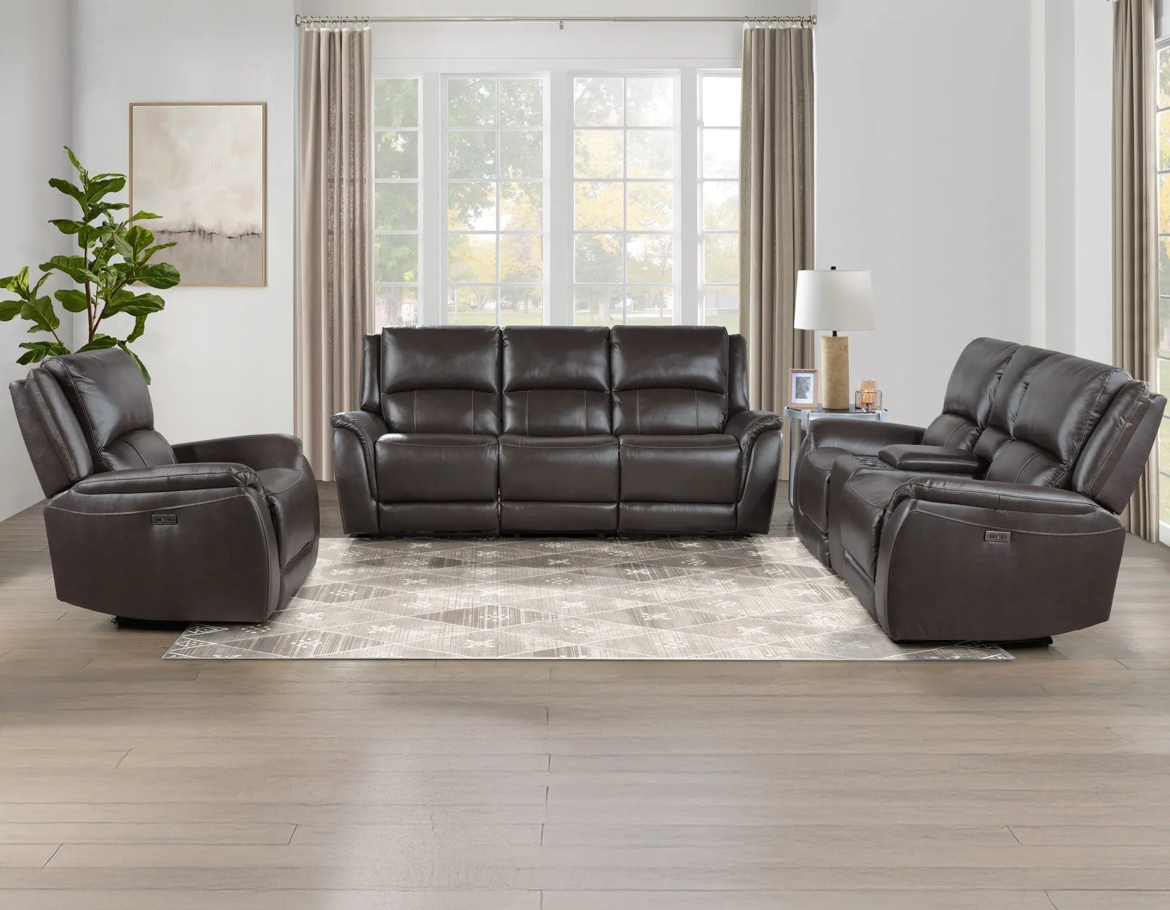 Alexandria Chocolate Power Leather Reclining Sofa - Image 11