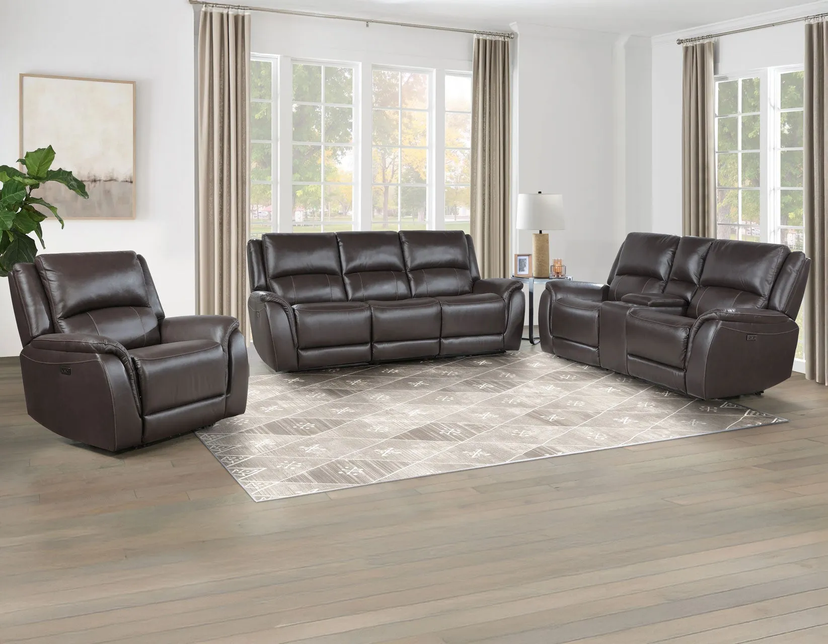 Alexandria Chocolate Power Leather Reclining Sofa - Image 12