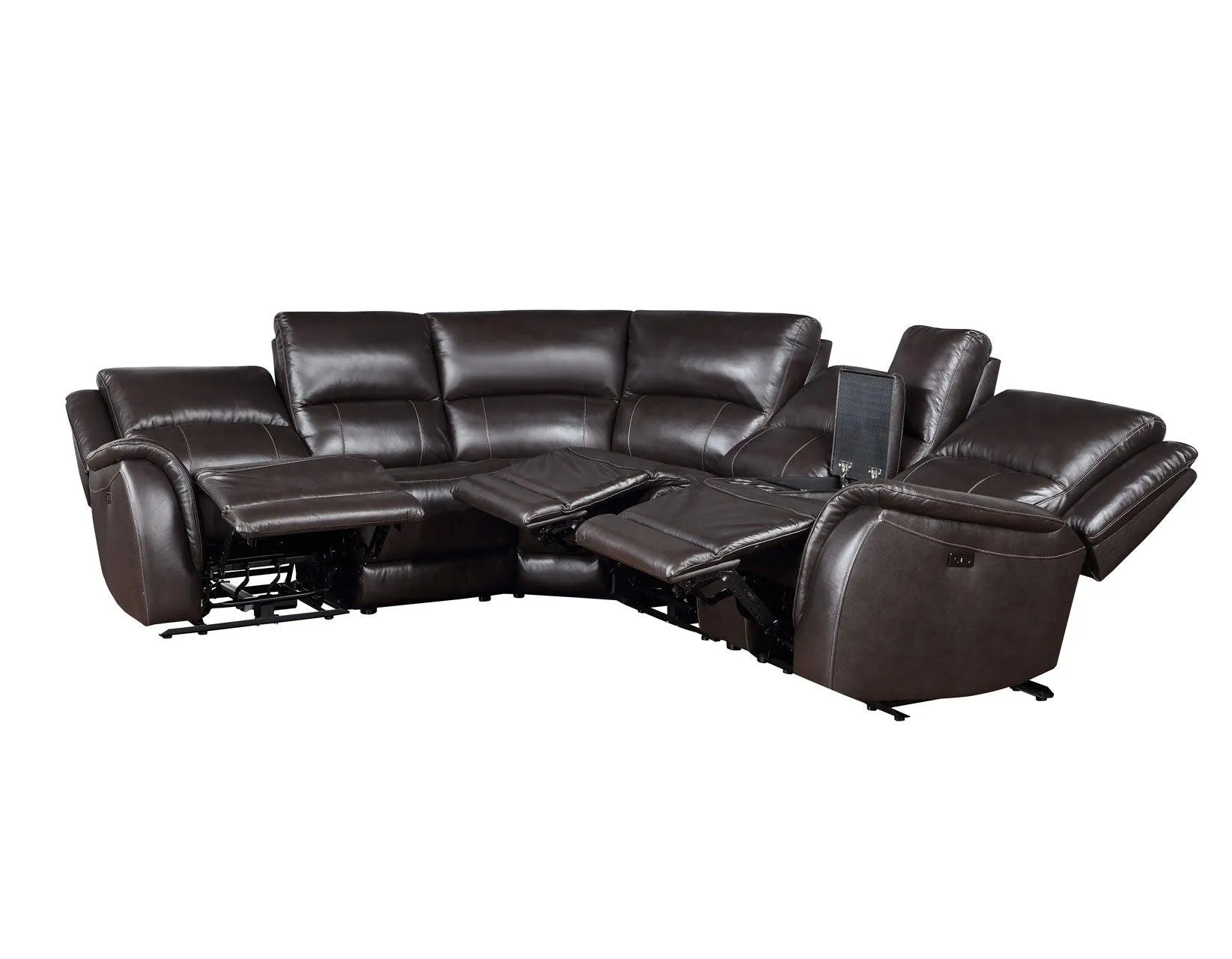 Alexandria Chocolate Top-Grain Leather 6-Piece Power Reclining Set - Image 6