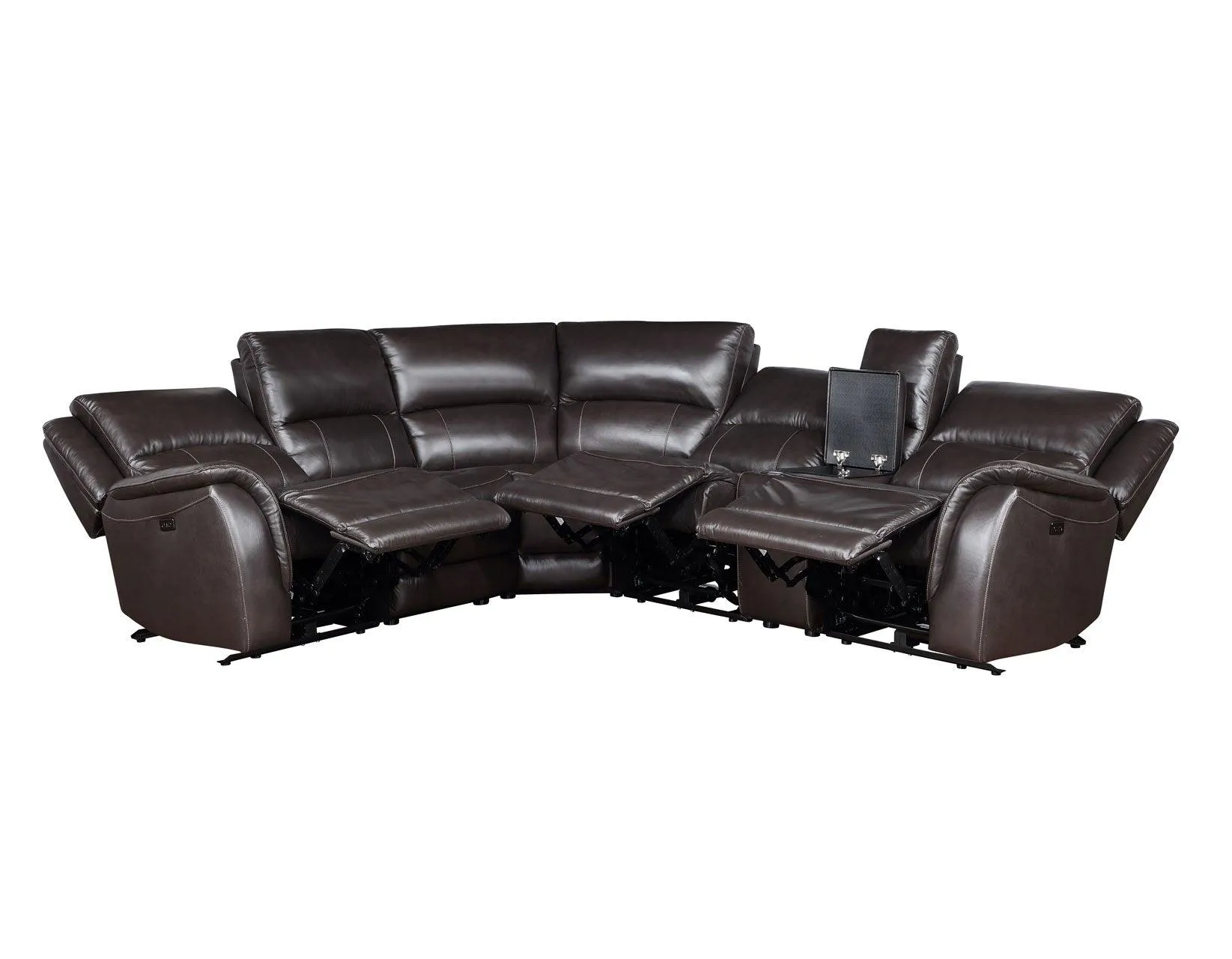 Alexandria Chocolate Top-Grain Leather 6-Piece Power Reclining Set - Image 8