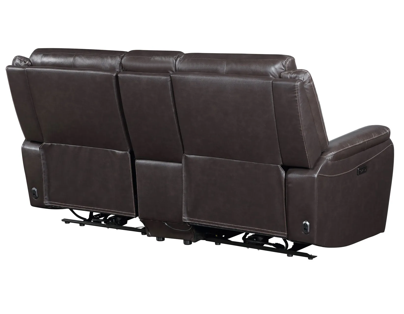 Alexandria Chocolate Top-Grain Leather Power Reclining Console Loveseat - Image 7