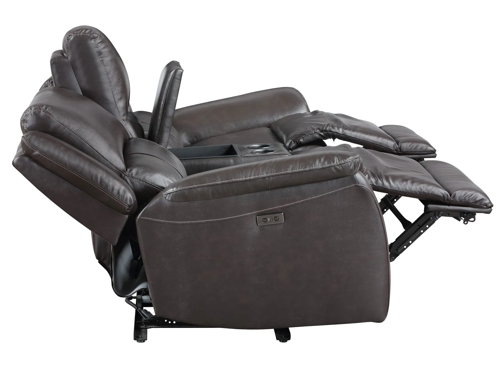 Alexandria Chocolate Top-Grain Leather Power Reclining Console Loveseat - Image 9