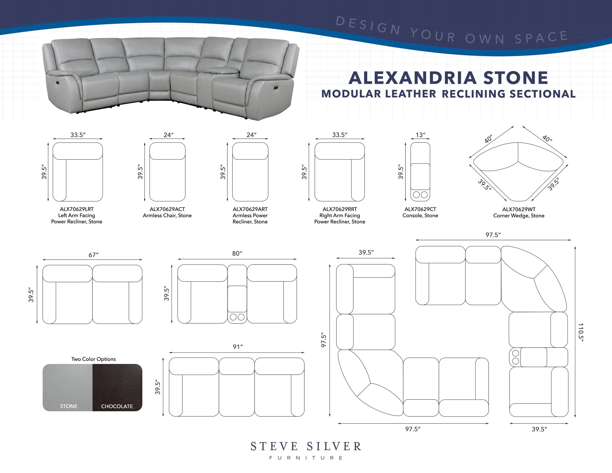 Alexandria Stone Top-Grain Leather 6-Piece Power Reclining Set - Image 12
