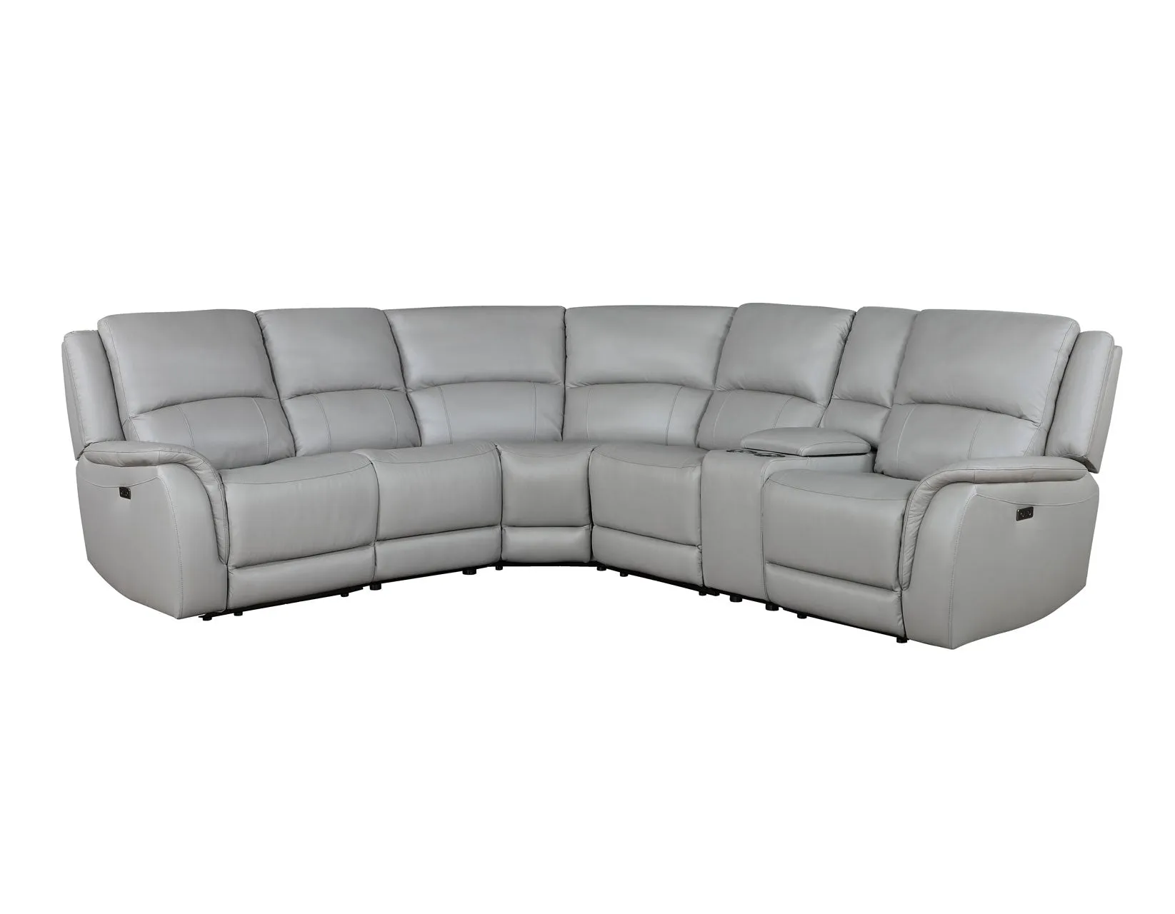 Alexandria Stone Top-Grain Leather 6-Piece Power Reclining Set - Image 4